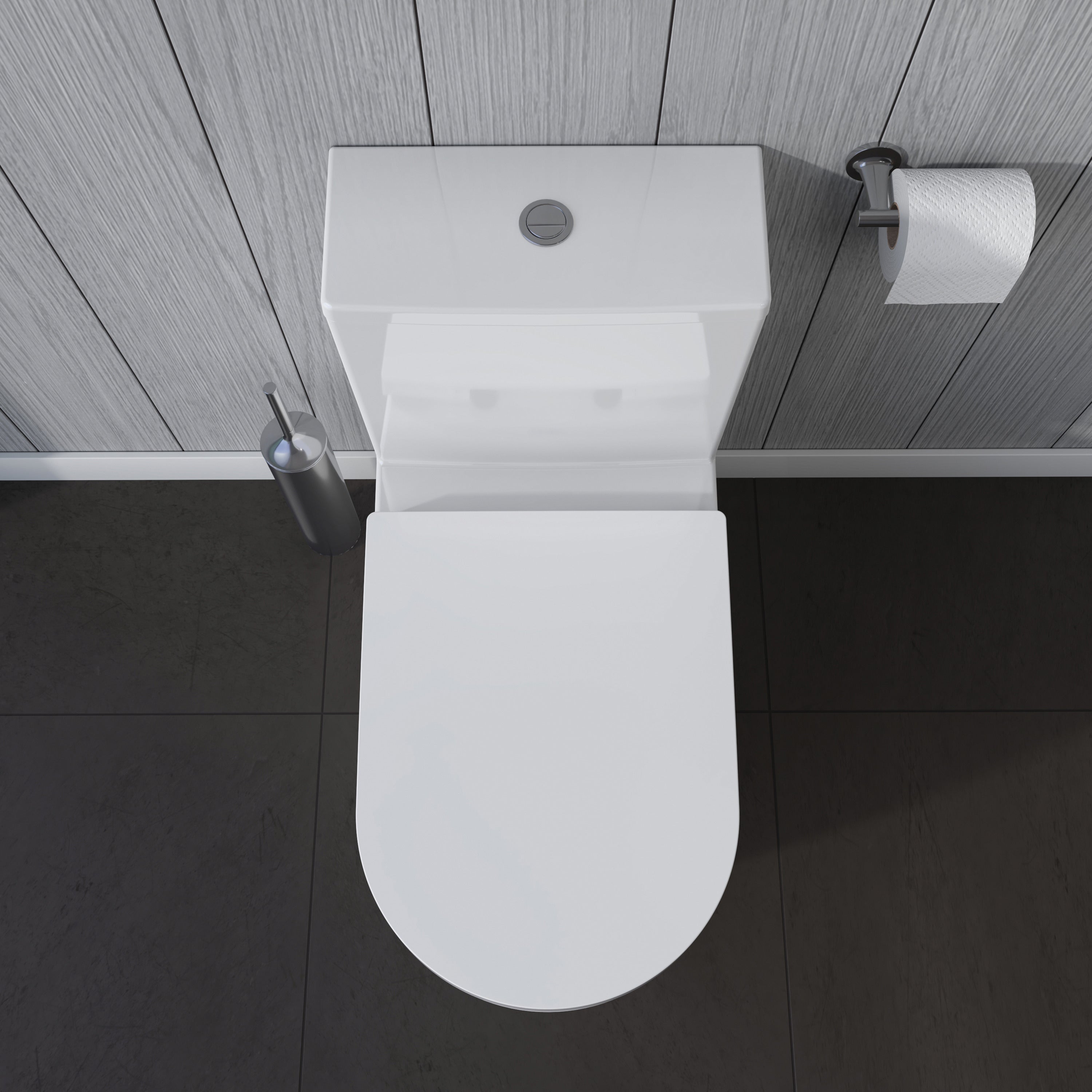 ME by Starck 1.32/0.92 GPF Dual Flush Rimless Elongated One Piece Toilet in White, Top Push Button Flush - Seat Included