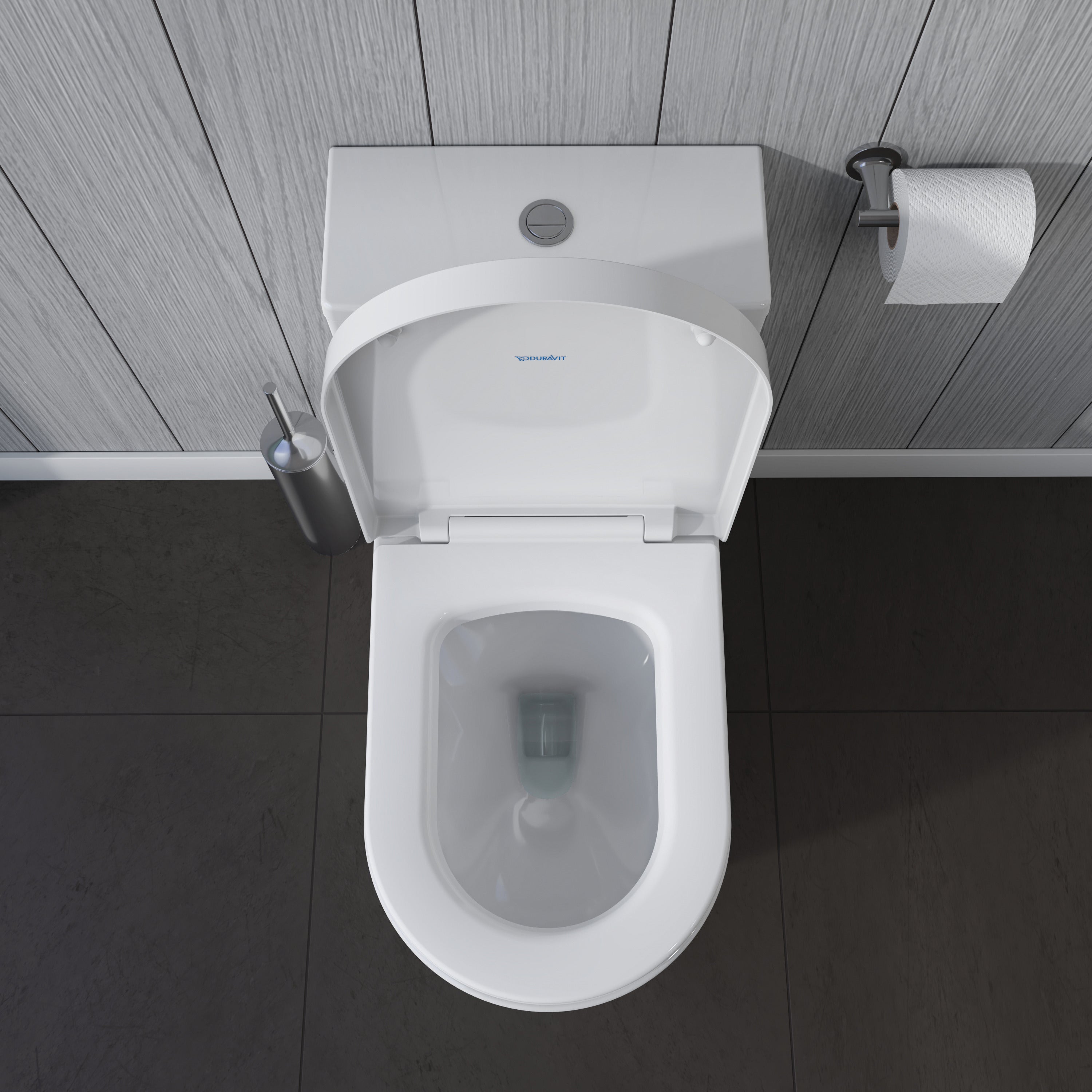 ME by Starck 1.32/0.92 GPF Dual Flush Rimless Elongated One Piece Toilet in White, Top Push Button Flush - Seat Sold Separately
