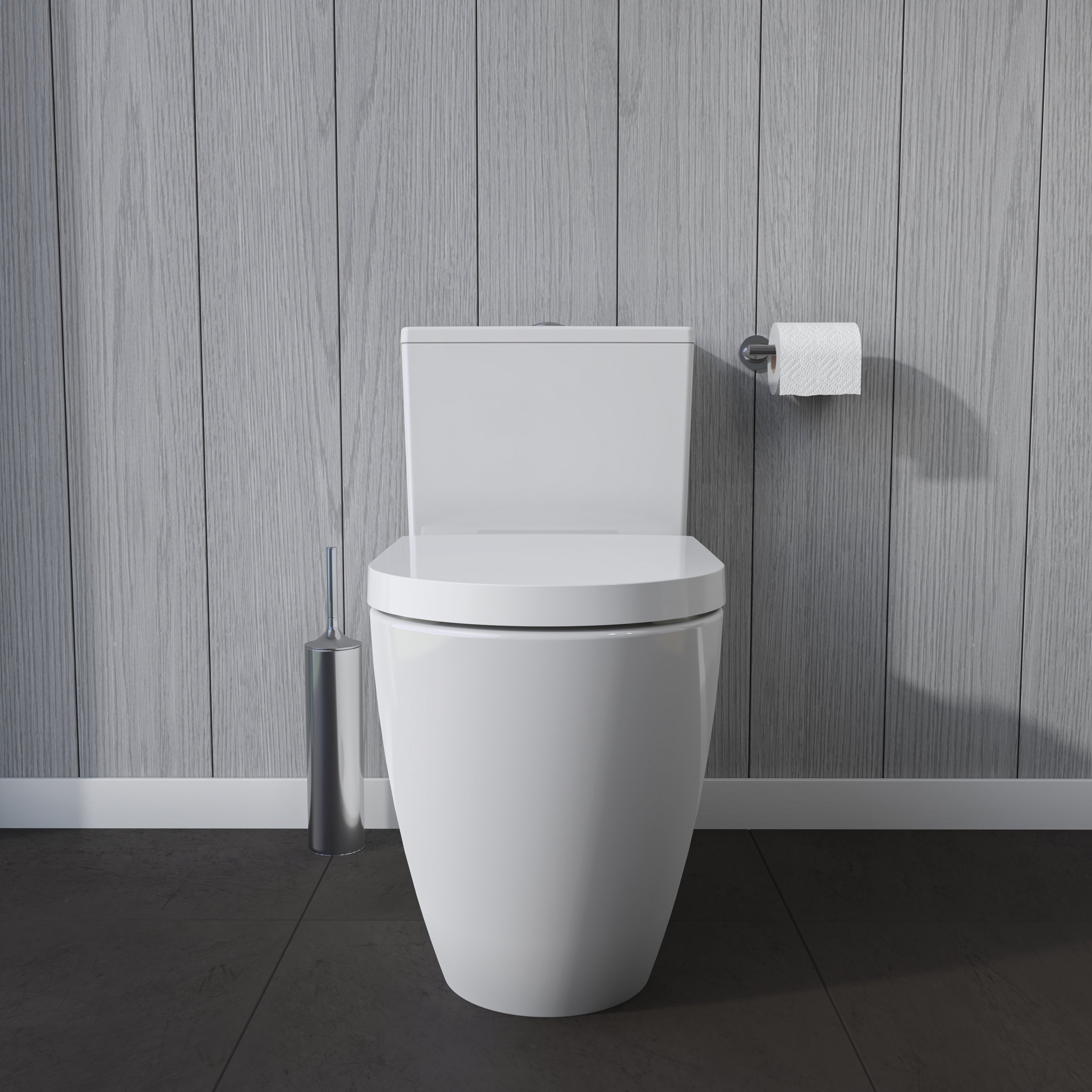 ME by Starck 1.28 GPF Single Flush Rimless Elongated One Piece Toilet in White, Top Push Button Flush - Seat Included