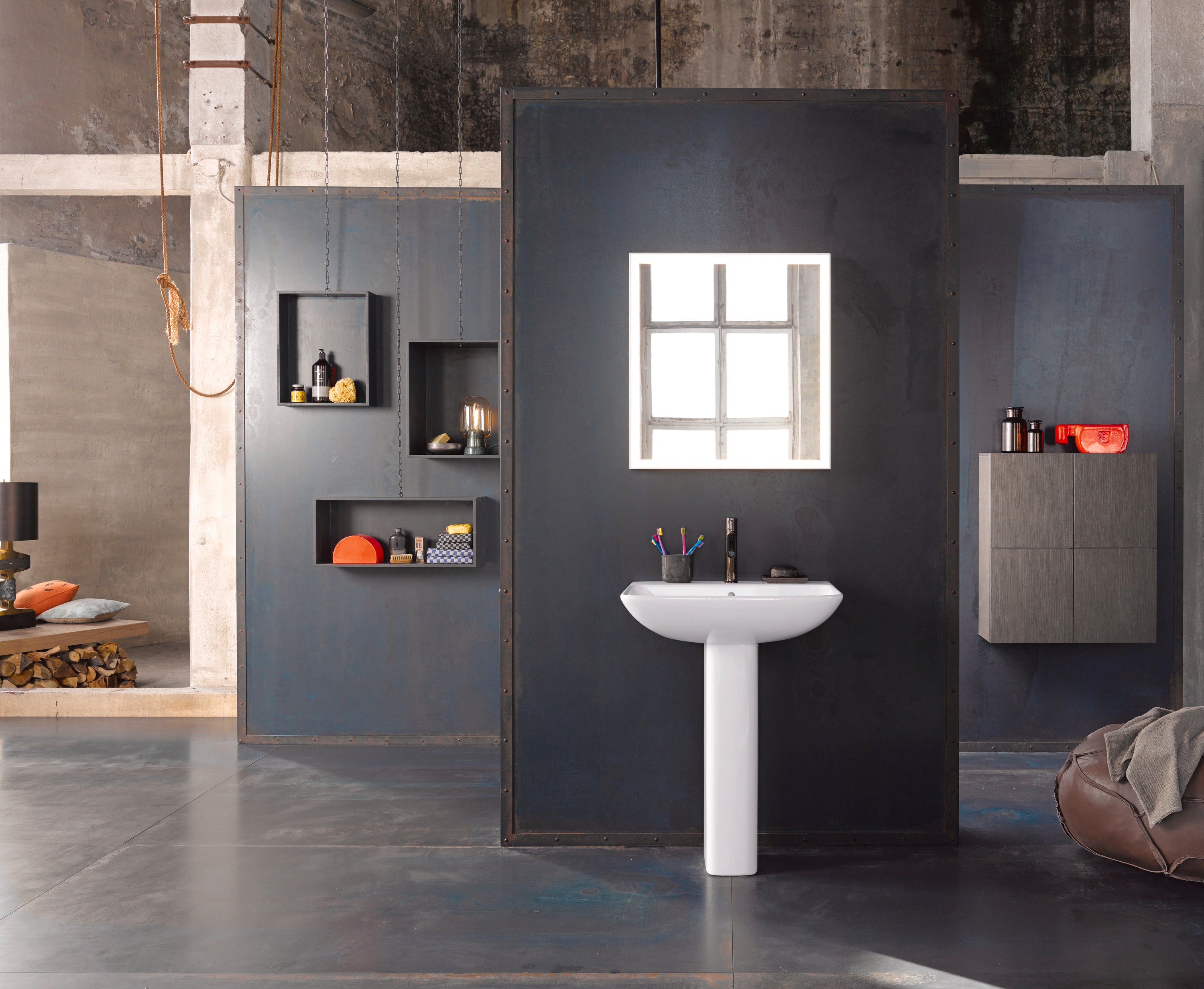 ME by Starck 25 5/8" Rectangular Wall Mounted Sink in White with Single Faucet Hole and with Overflow