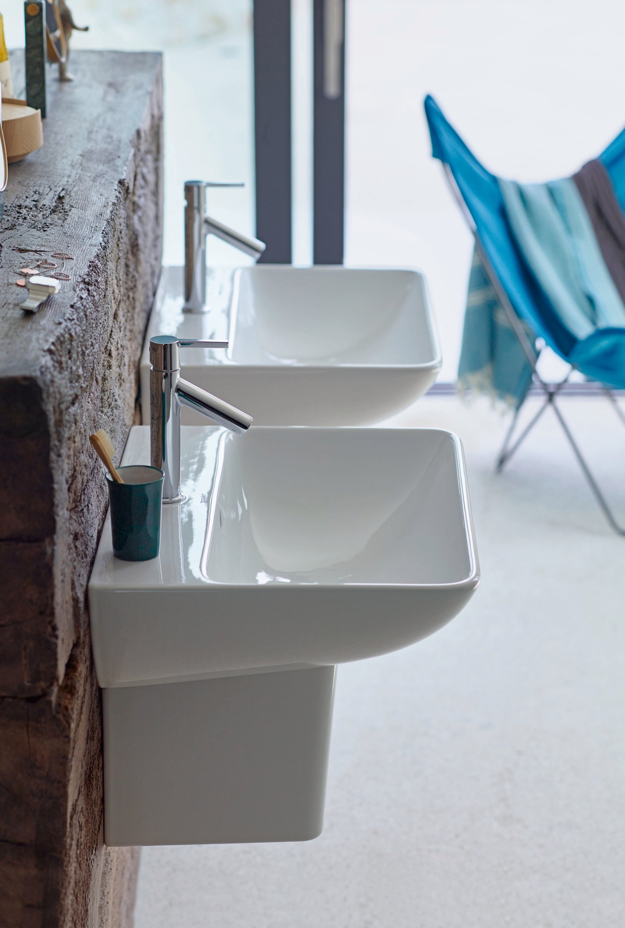 ME by Starck 23 5/8" Rectangular Wall Mounted Sink in White with Single Faucet Hole and with Overflow
