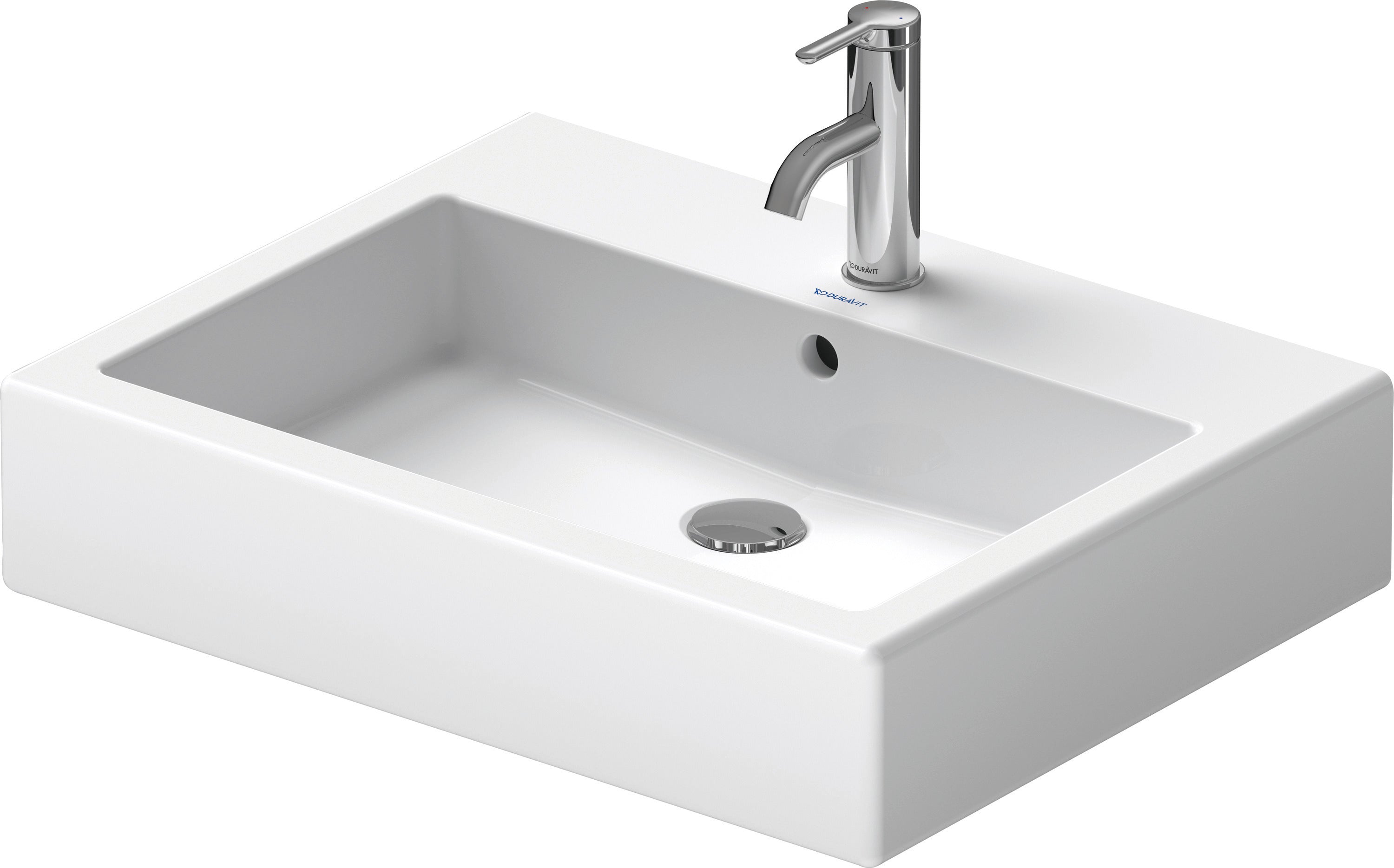 Vero 23 5/8" Rectangular Vessel Sink in White with Single Faucet Hole and with Overflow