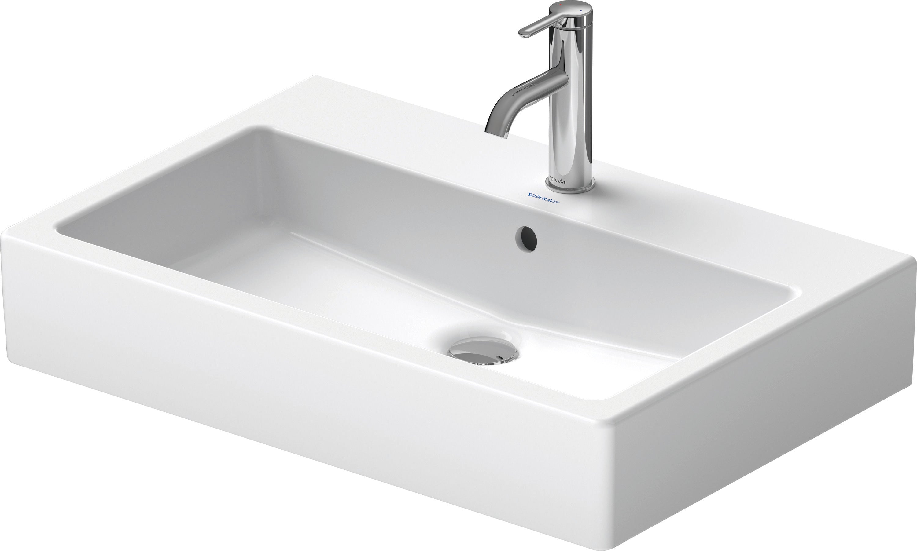 Vero 27 1/2" Rectangular Wall Mounted Sink in White with Single Faucet Hole and with Overflow