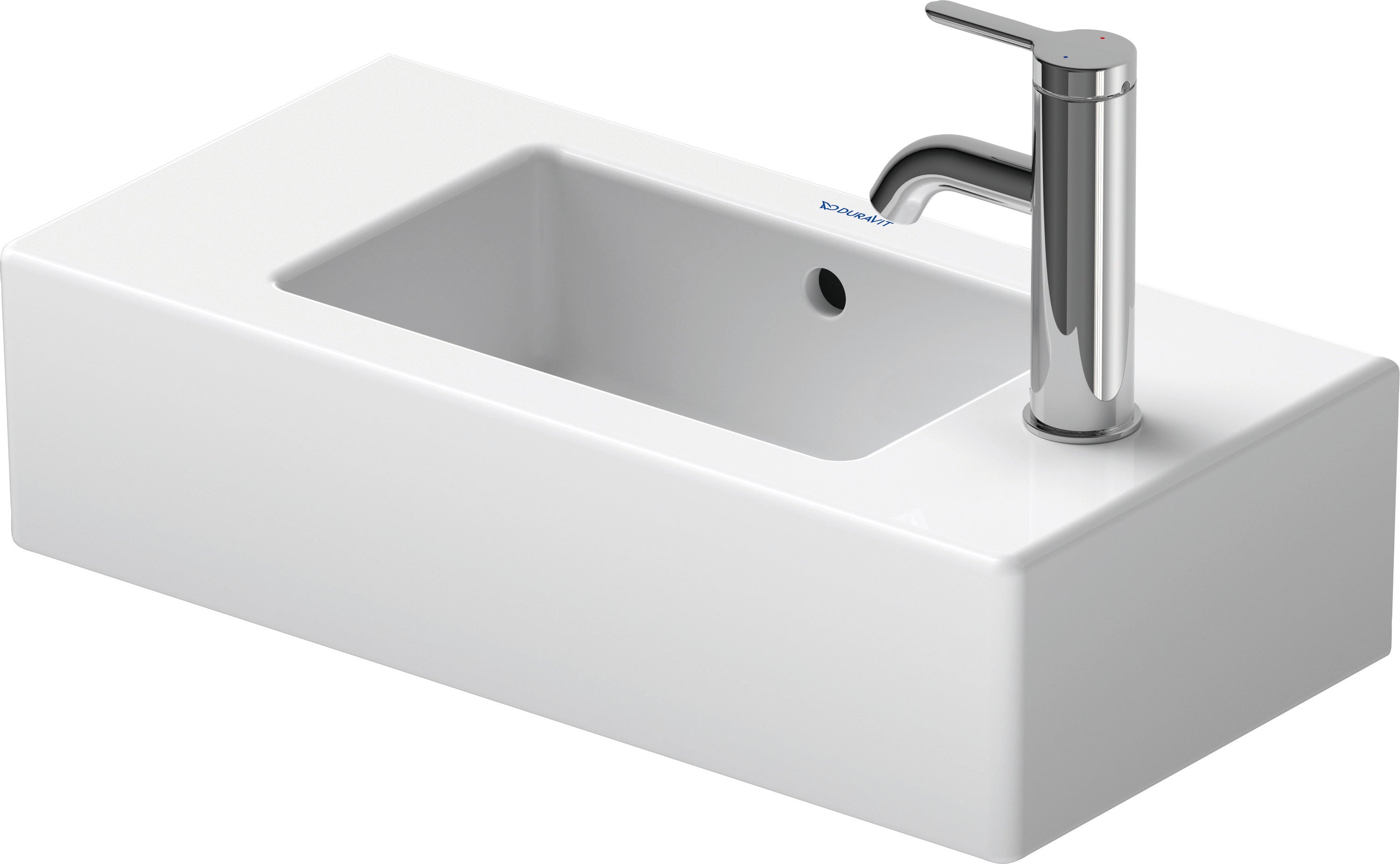 Vero 19 5/8" Rectangular Wall Mounted Sink in White with Single Faucet Hole and with Overflow