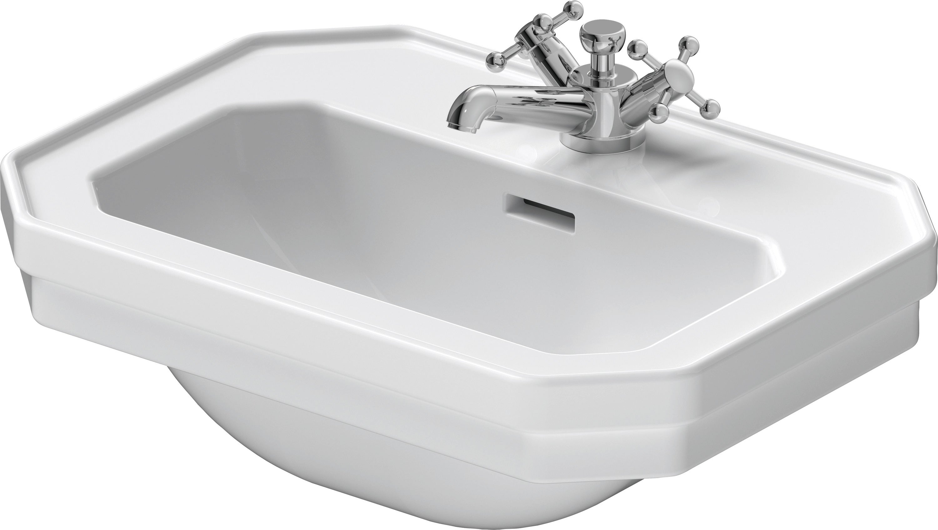 1930 Series 19 5/8" Octagonal Wall Mounted Sink in White with Single Faucet Hole and with Overflow