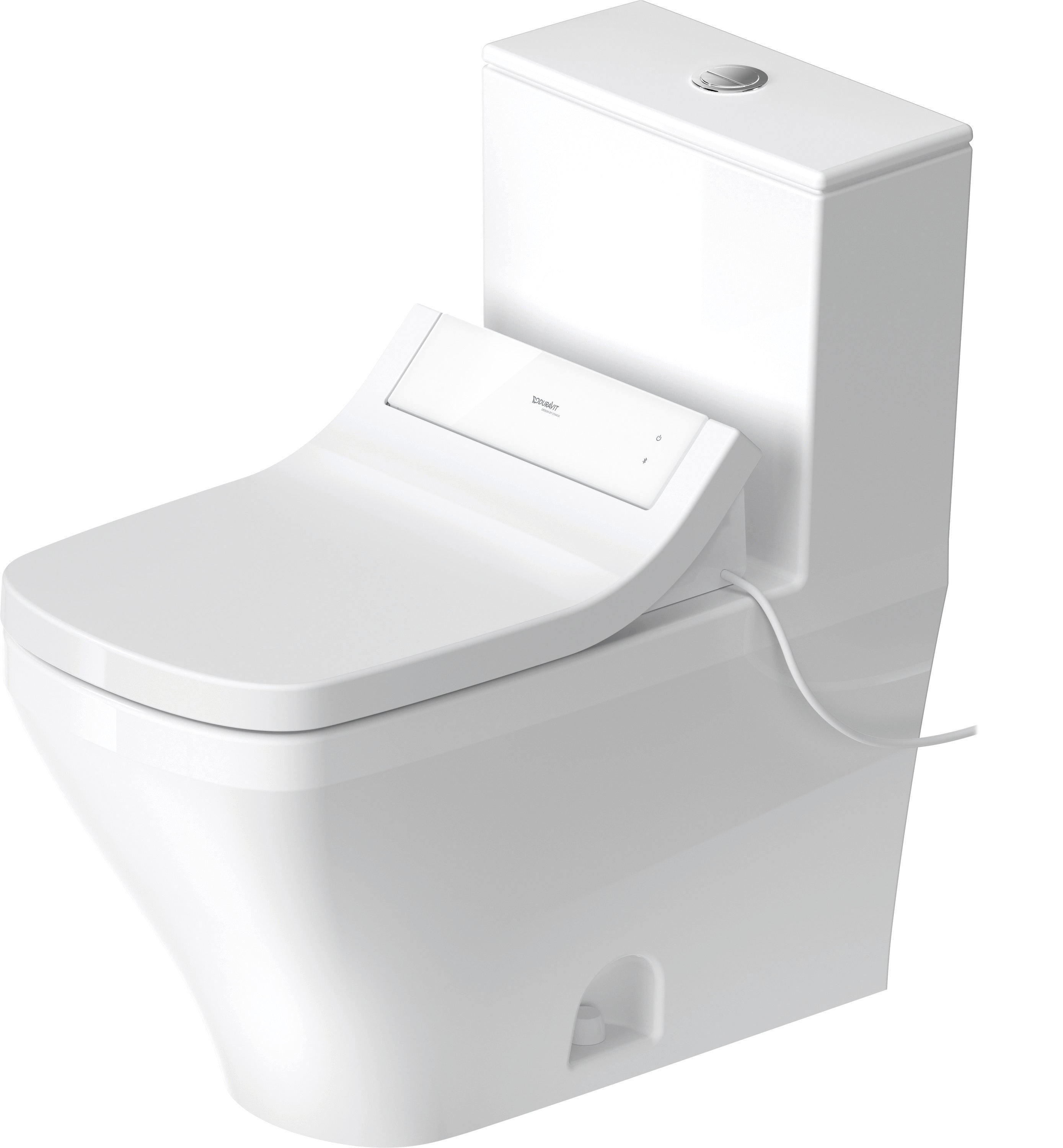 DuraStyle 1.32/0.92 GPF Dual Flush Elongated One Piece Toilet in White, Top Push Button Flush - Seat Sold Separately