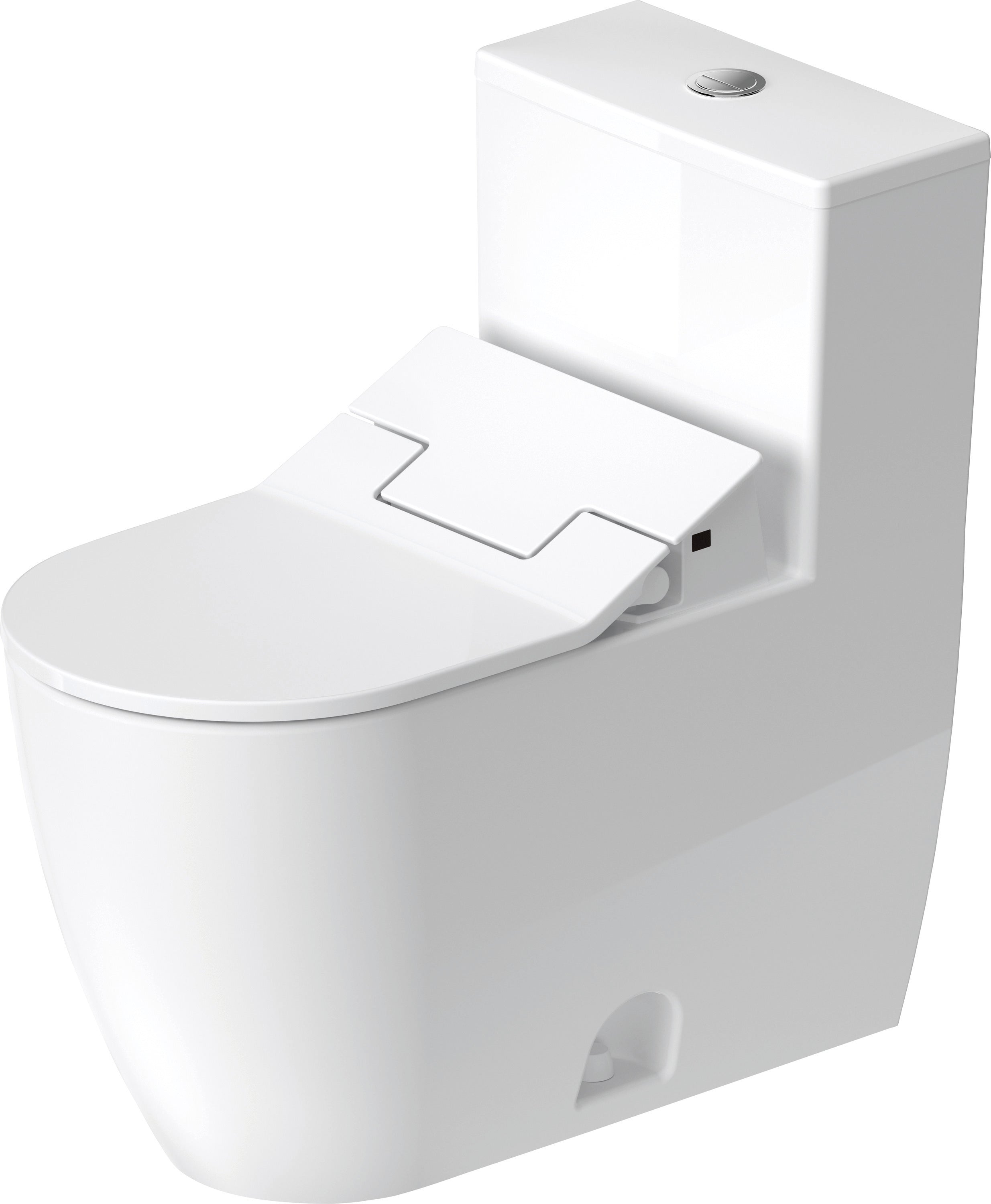 ME by Starck 1.32/0.92 GPF Dual Flush Rimless Elongated One Piece Toilet in White, Top Push Button Flush - Seat Included