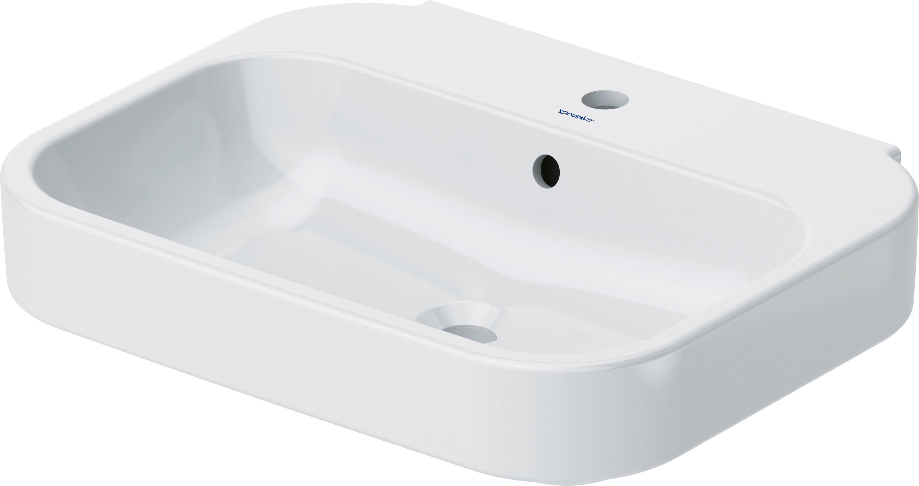 Happy D.2 23 5/8" Rectangular Wall Mounted Sink in White with Single Faucet Hole and with Overflow