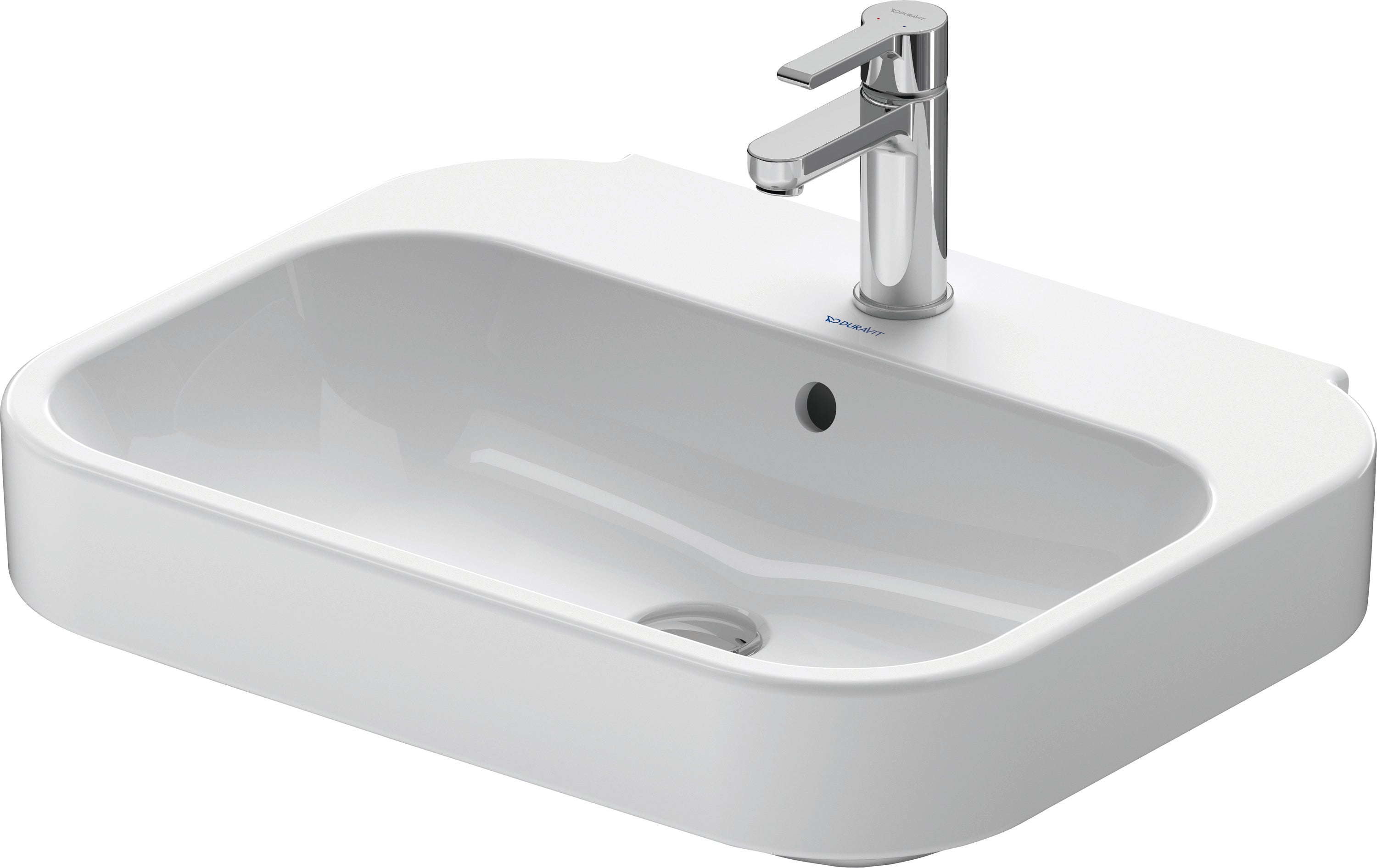 Happy D.2 23 5/8" Rectangular Wall Mounted Sink in White with Single Faucet Hole and with Overflow