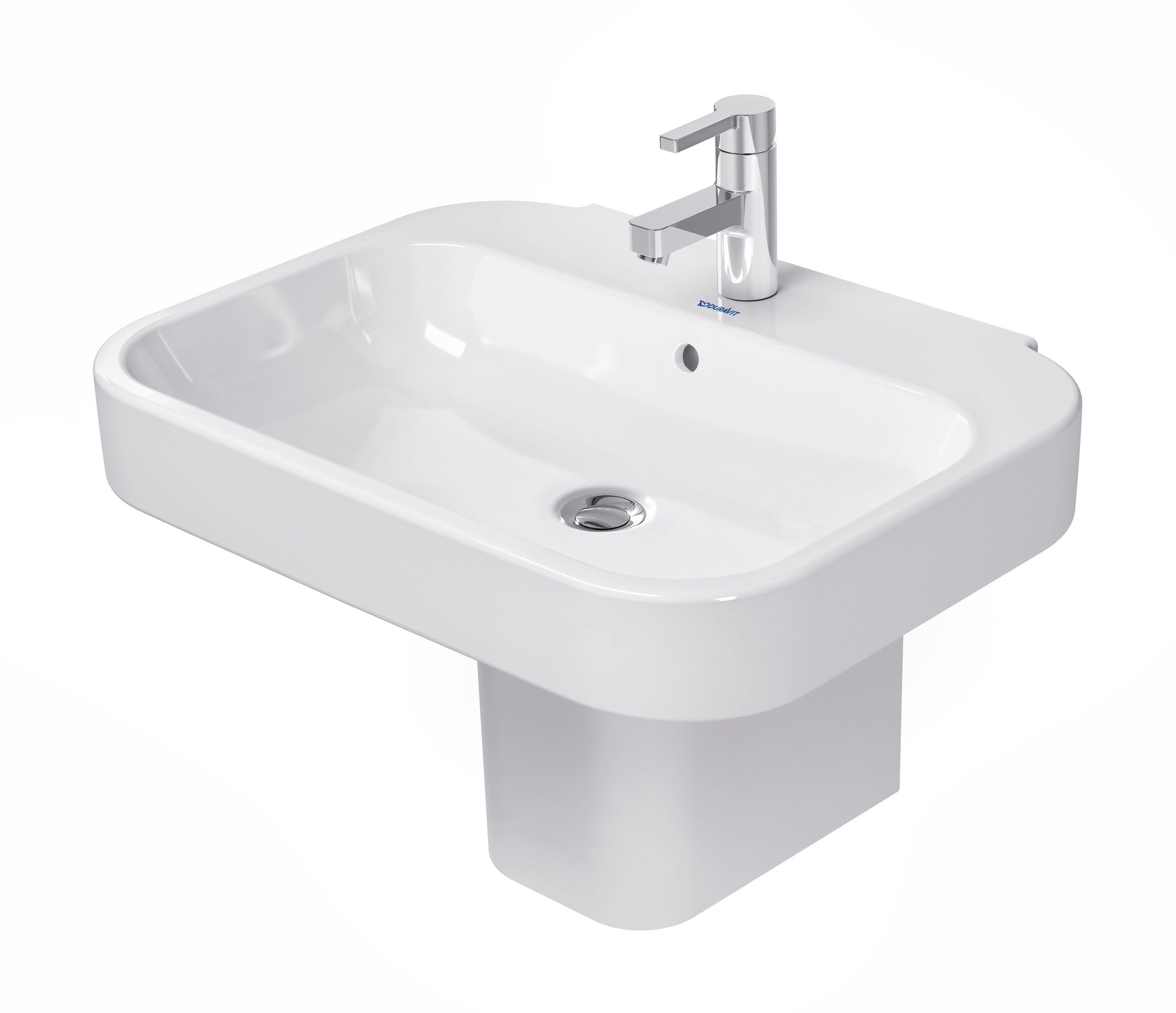 Happy D.2 25 5/8" Rectangular Wall Mounted Sink in White with Single Faucet Hole and with Overflow