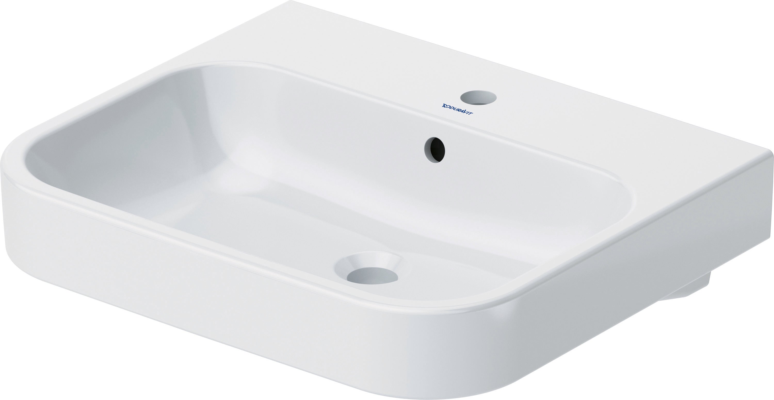 Happy D.2 23 5/8" Rectangular Wall Mounted Sink in White with Single Faucet Hole and with Overflow