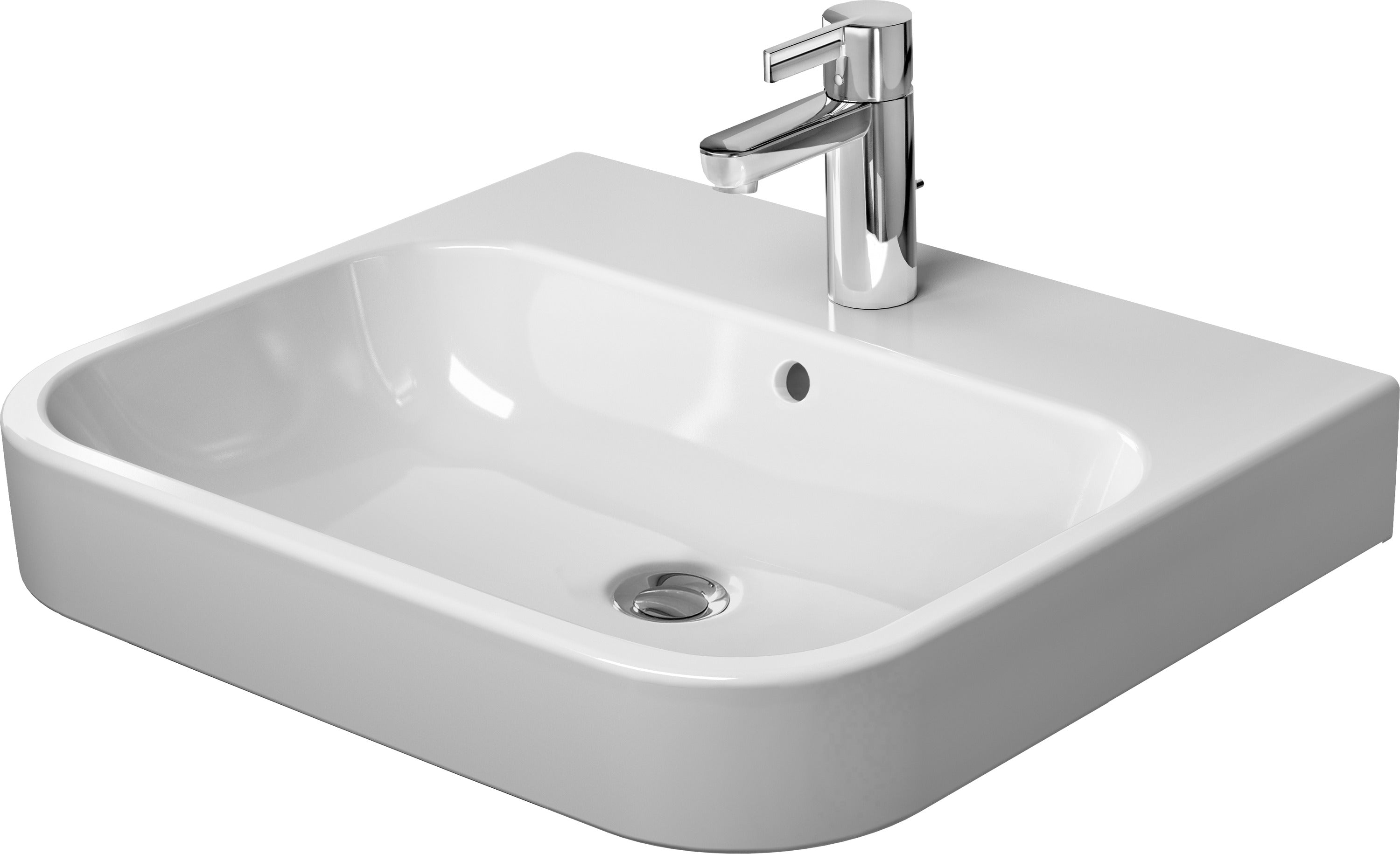 Happy D.2 23 5/8" Rectangular Wall Mounted Sink in White with Single Faucet Hole and with Overflow