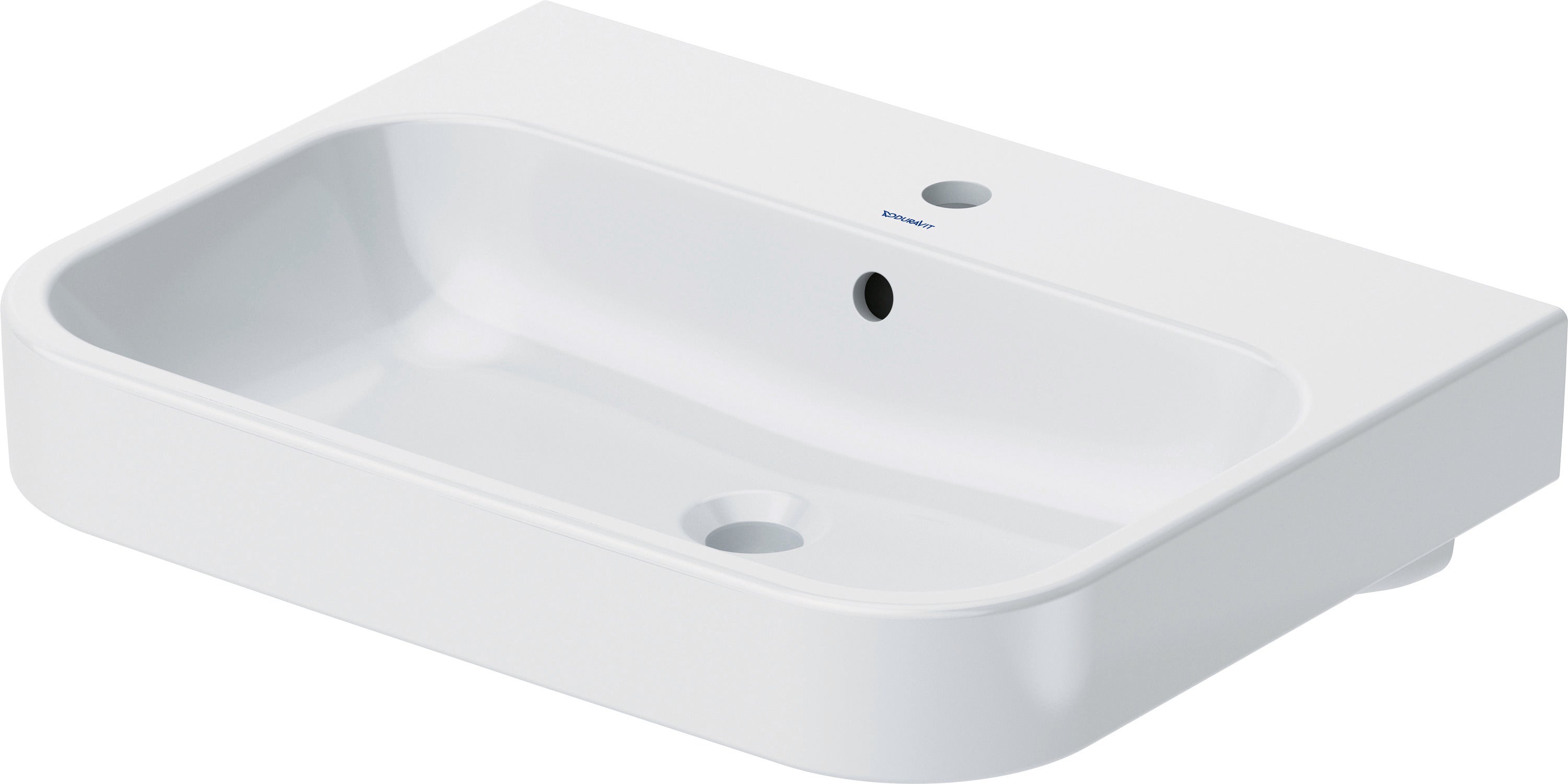 Happy D.2 25 5/8" Rectangular Wall Mounted Sink in White with Single Faucet Hole and with Overflow