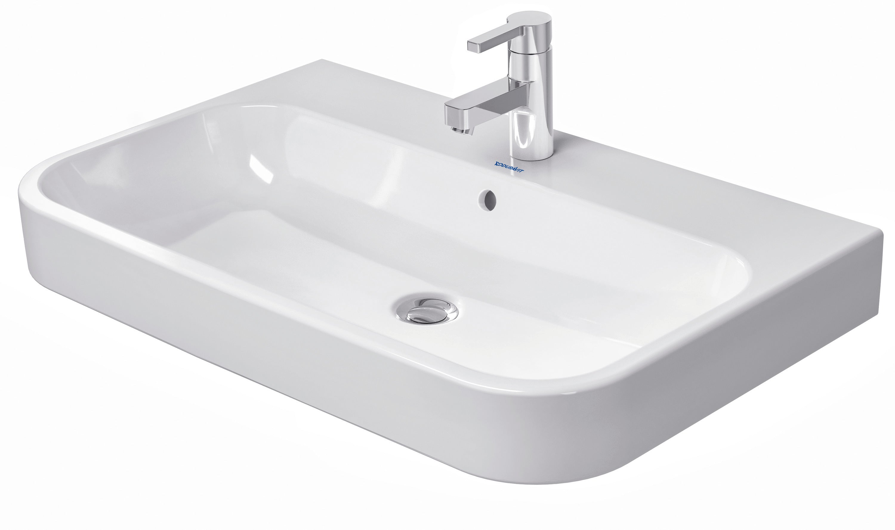 Happy D.2 31 1/2" Rectangular Wall Mounted Sink in White with Single Faucet Hole and with Overflow