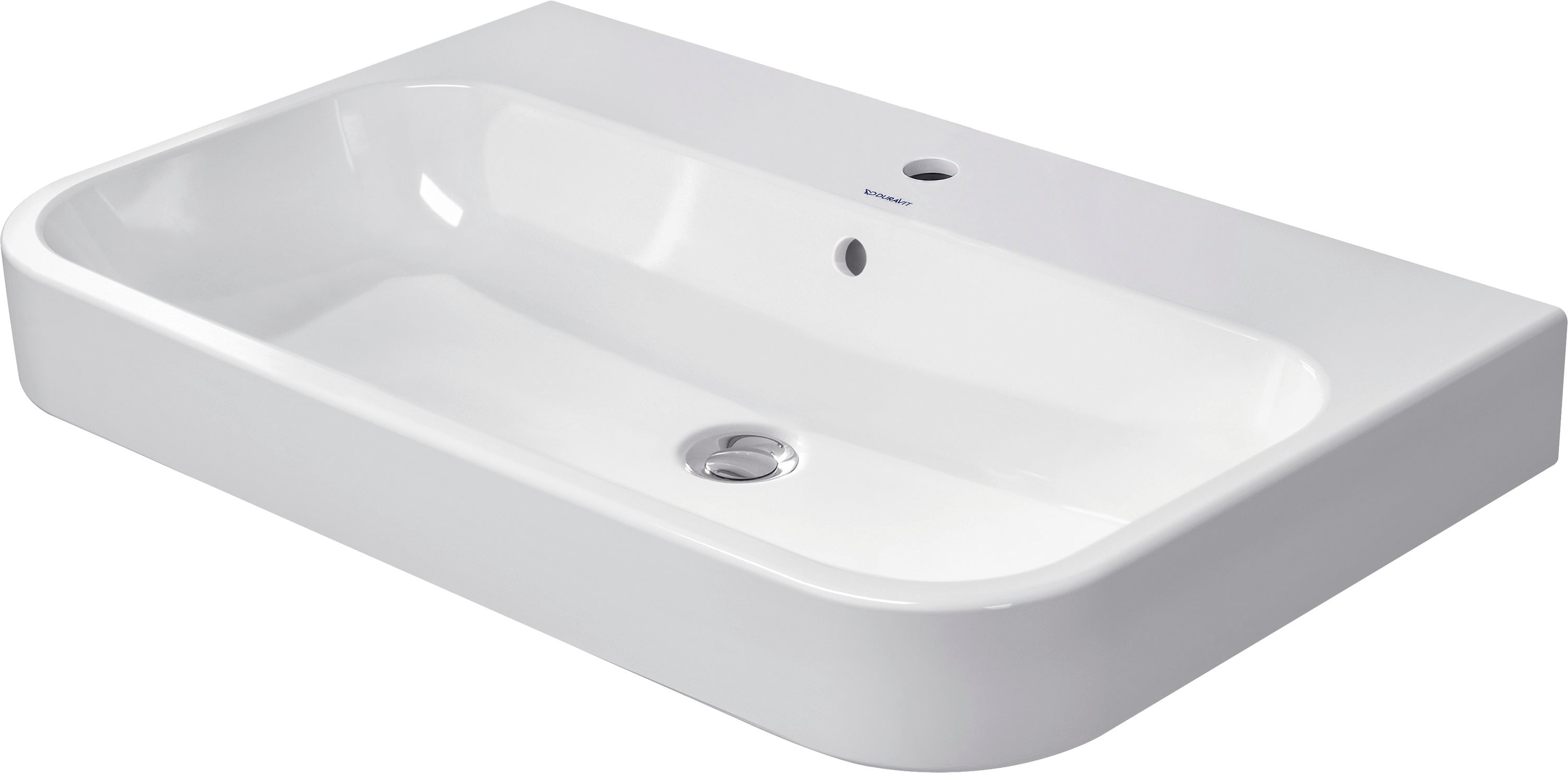 Happy D.2 31 1/2" Rectangular Wall Mounted Sink in White with Single Faucet Hole and with Overflow