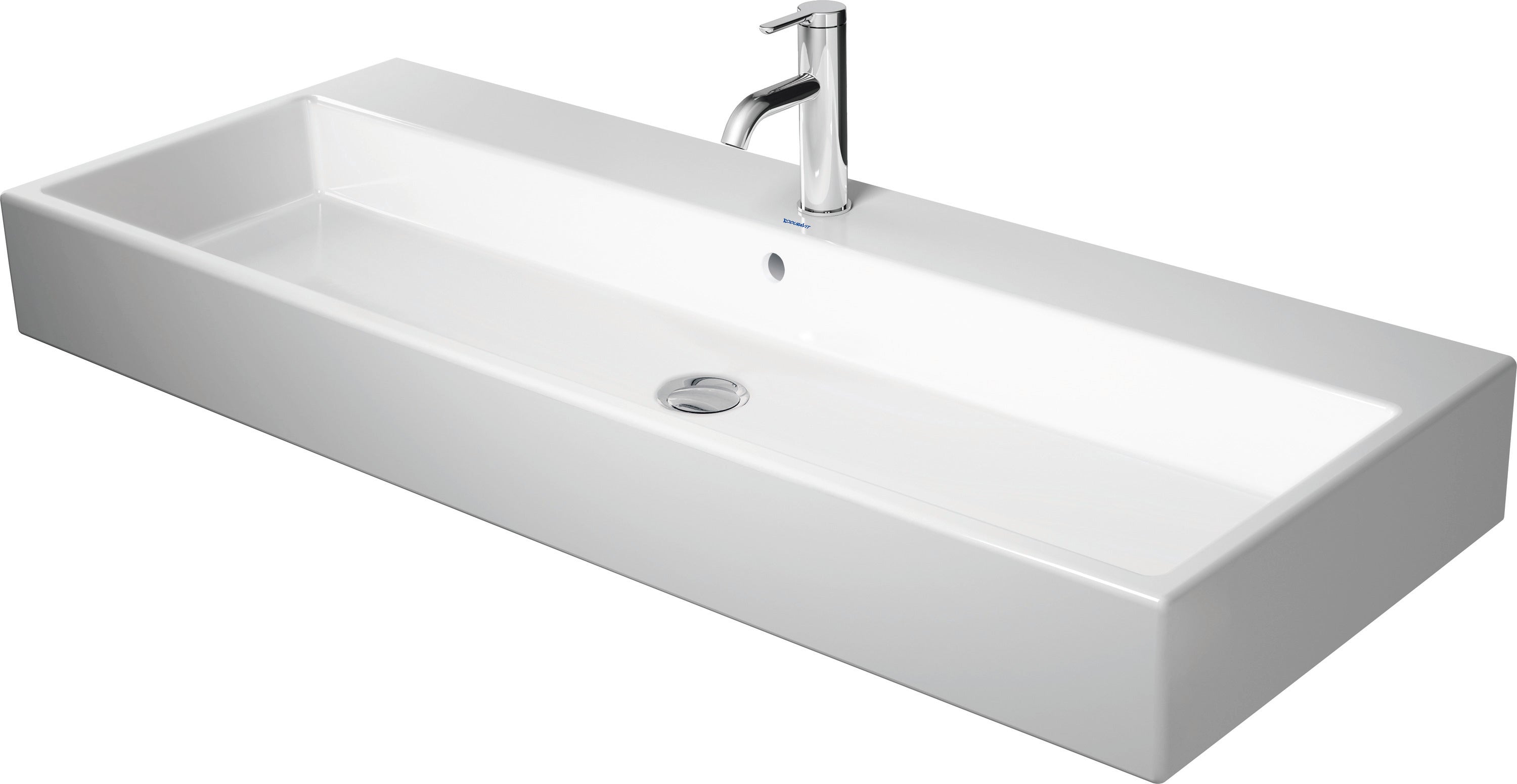 Vero 47 1/4" Rectangular Wall Mounted Sink in White with Single Faucet Hole and with Overflow