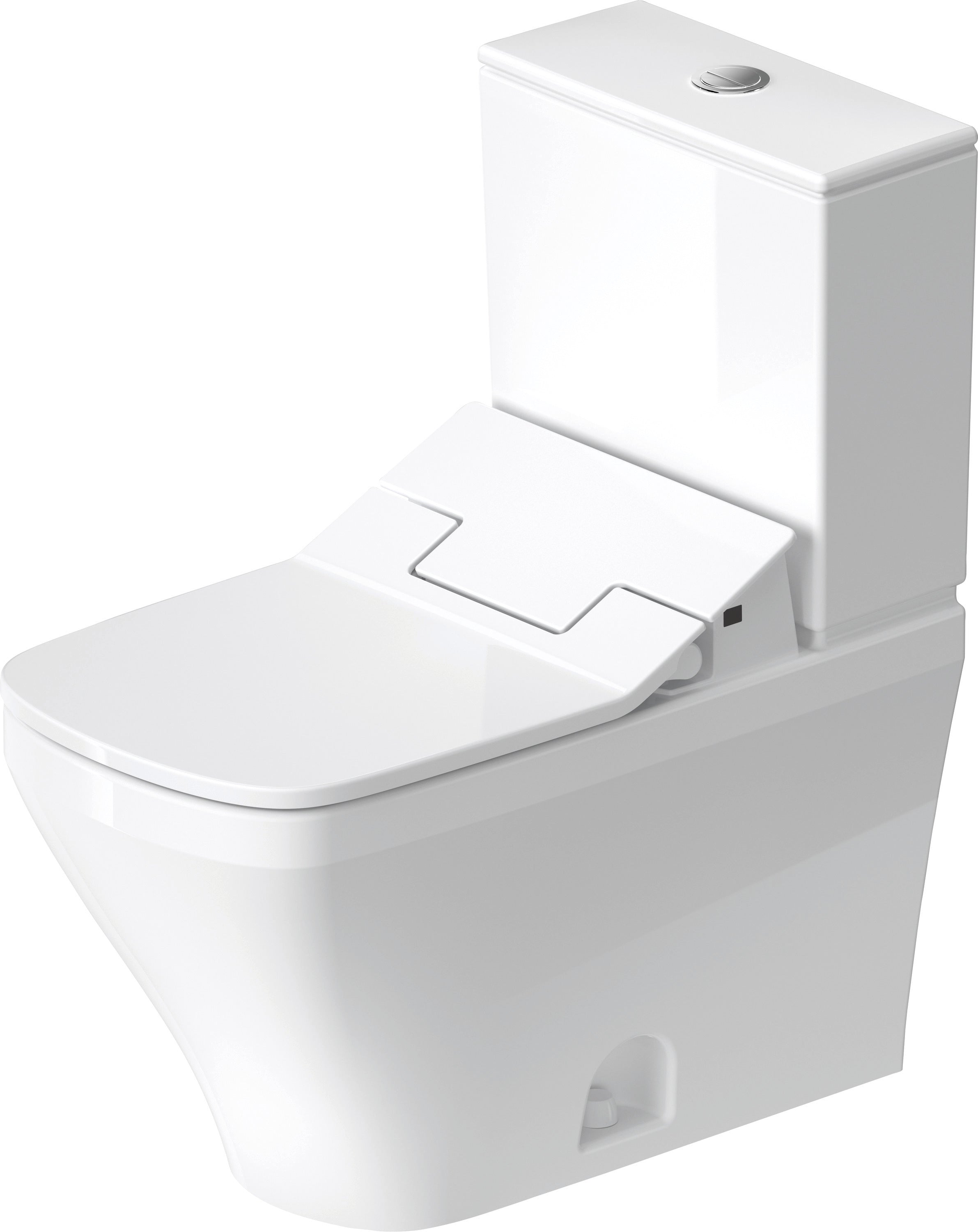 DuraStyle 1.32/0.92 GPF Dual Flush Elongated Two Piece Toilet in White, Top Push Button Flush - Seat Included