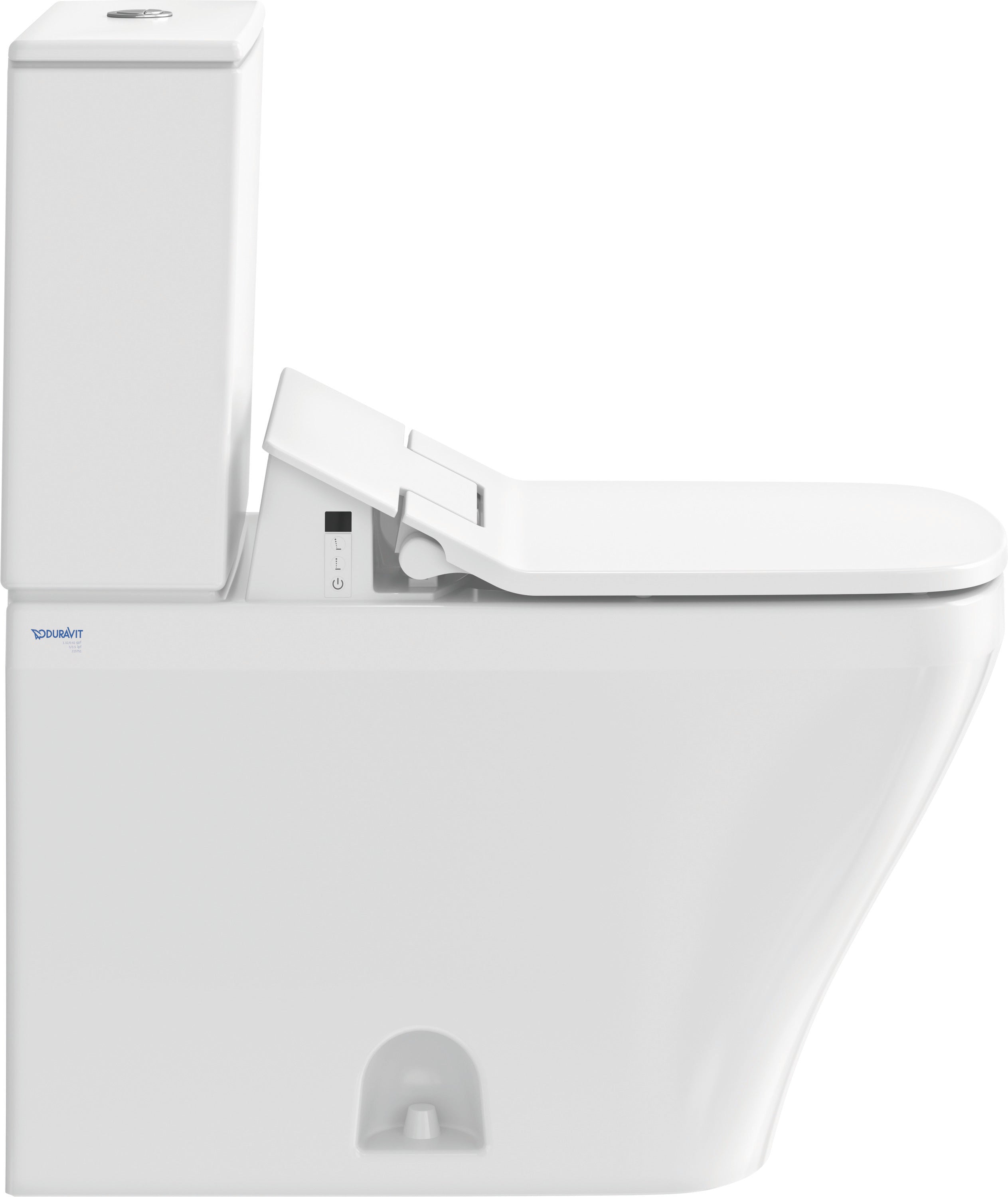 DuraStyle 1.32/0.92 GPF Dual Flush Elongated Two Piece Toilet in White, Top Push Button Flush - Seat Included