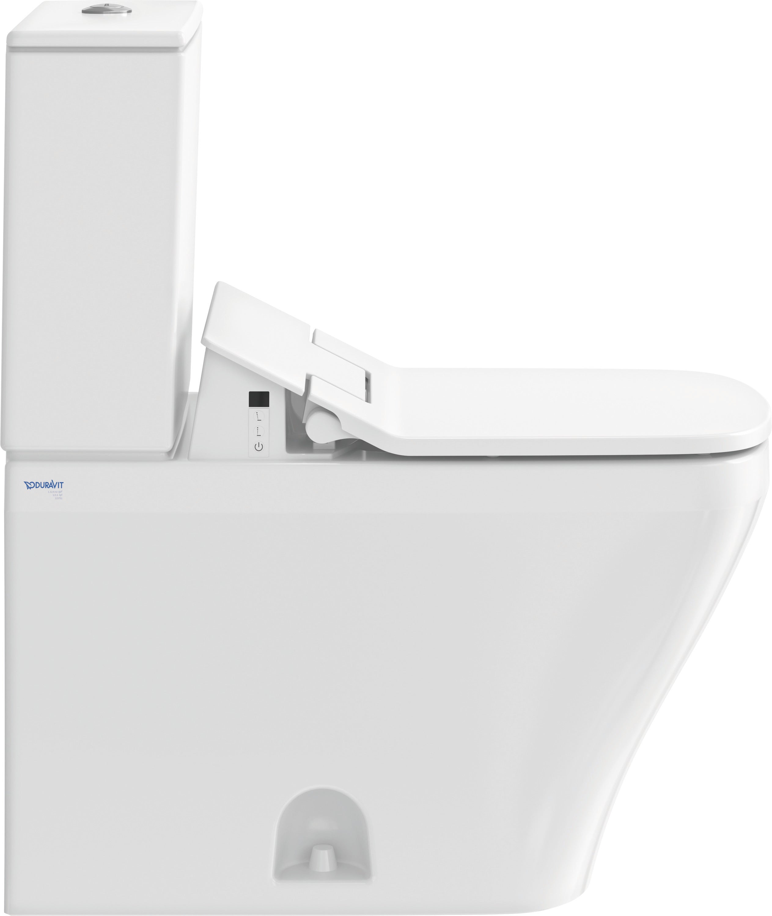 DuraStyle 1.28 GPF Single Flush Elongated Two Piece Toilet in White, Top Push Button Flush - Seat Included