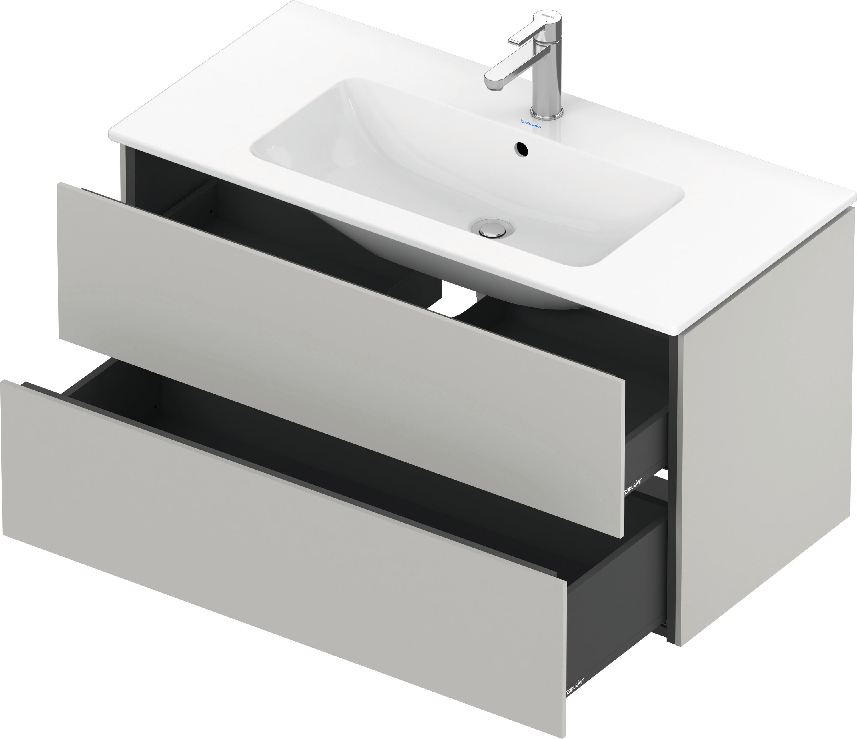 L-Cube 40 1/8" Wall Mount Two Drawer Single Vanity Cabinet in Matte Concrete Gray, Sink Sold Separately