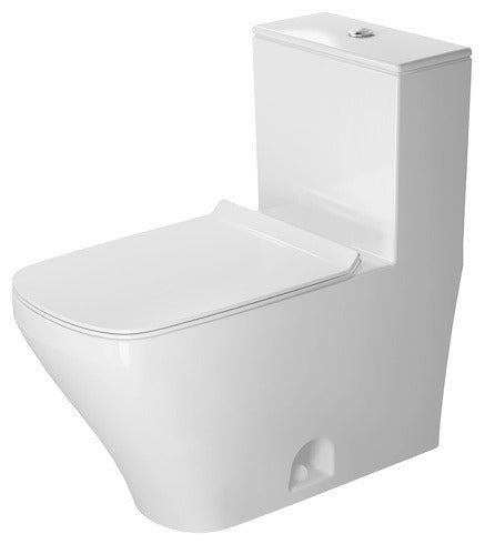 DuraStyle 1.28 GPF Single Flush Elongated One Piece Toilet in White, Top Push Button Flush - Seat Included