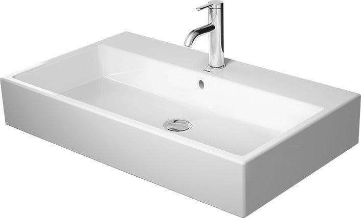 Vero 31 1/2" Rectangular Wall Mounted Sink in Satin Matte White with Widespread Faucet Holes and with Overflow