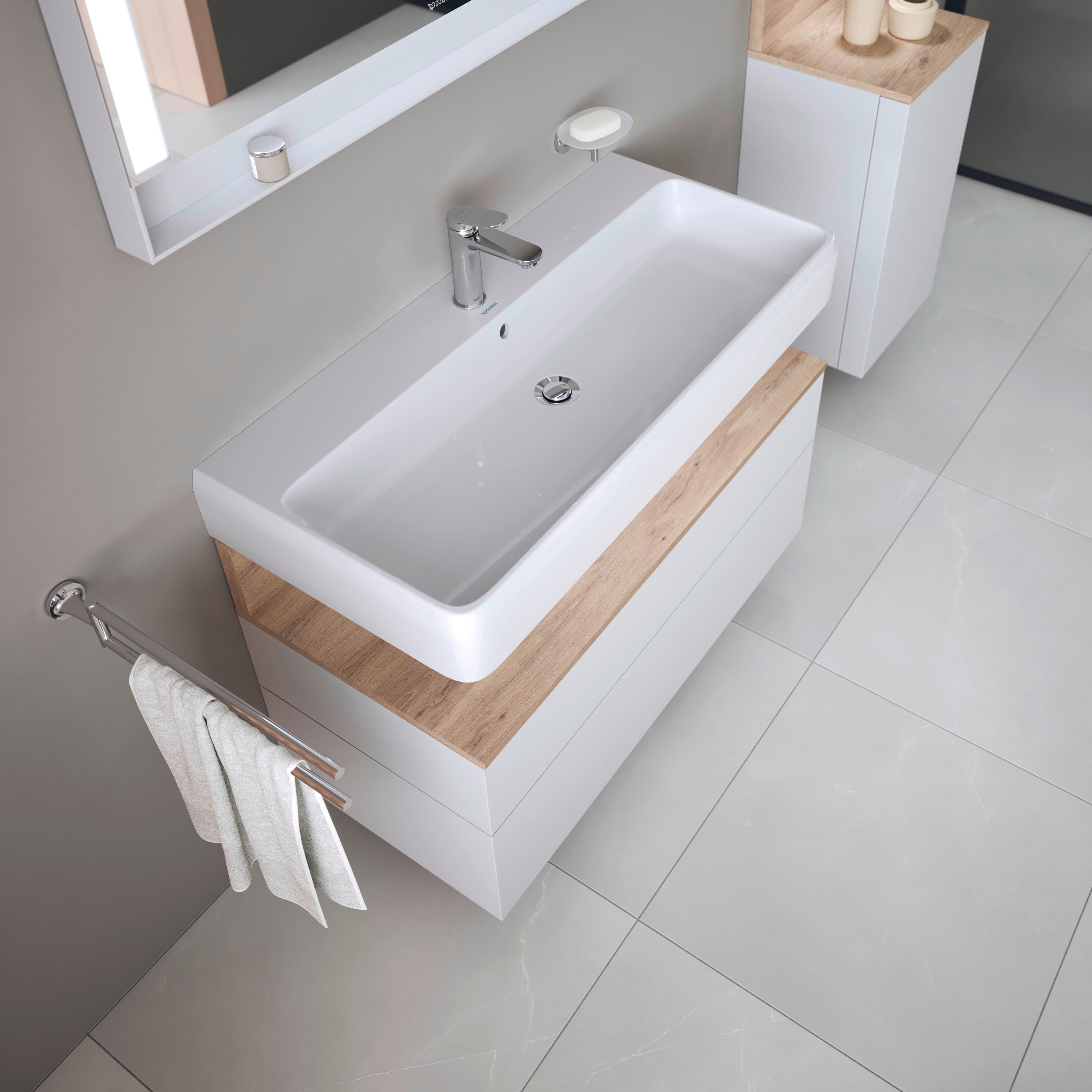 Studio F. A. Porsche Collection 39 3/8" Rectangular Wall Mounted Sink in White with Single Faucet Hole and with Overflow