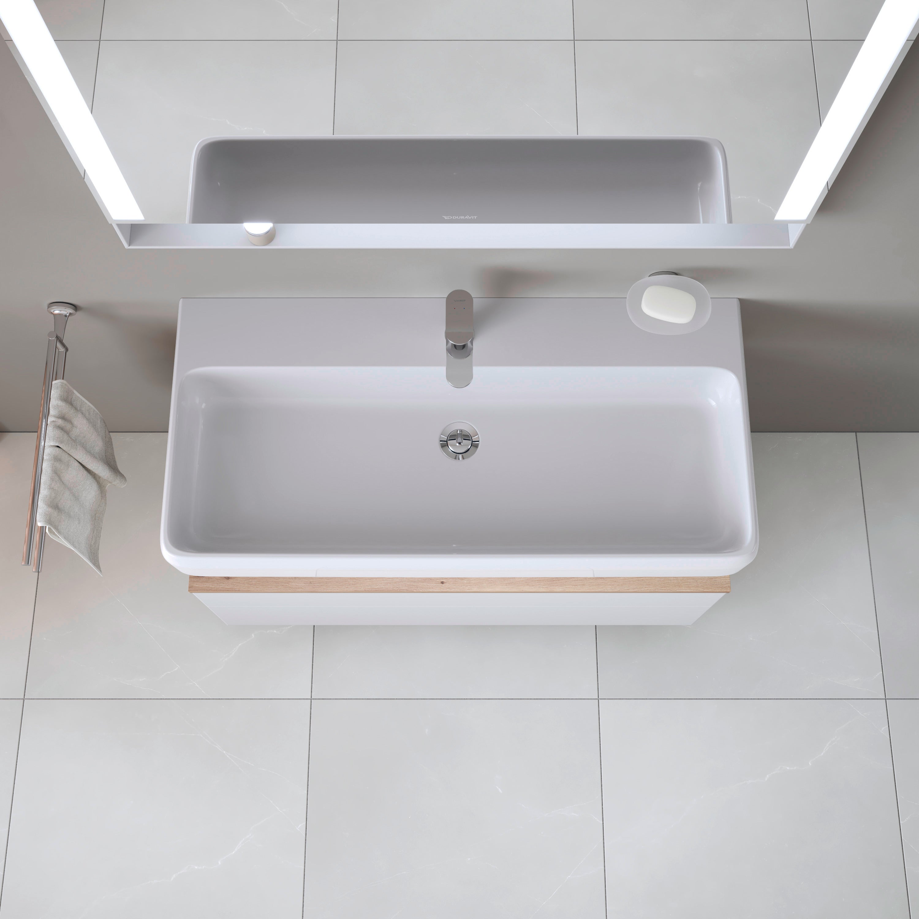 Studio F. A. Porsche Collection 39 3/8" Rectangular Wall Mounted Sink in White with Single Faucet Hole and with Overflow
