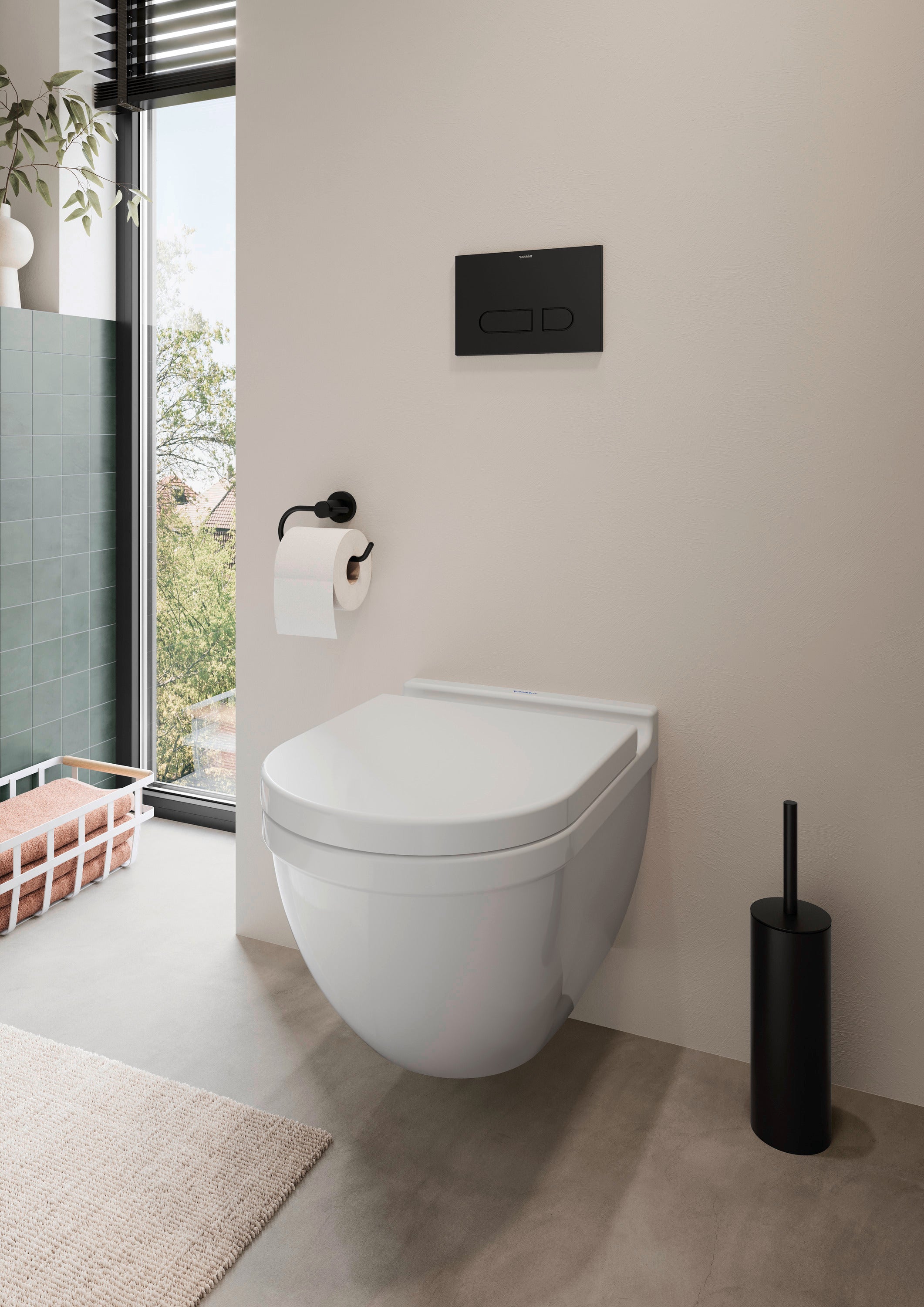 Starck 3 1.6/0.8 GPF Dual Flush ADA Compliant Round Wall Mounted Toilet in White - Seat, Actuator, and In-Wall Tank and Carrier Sold Separately