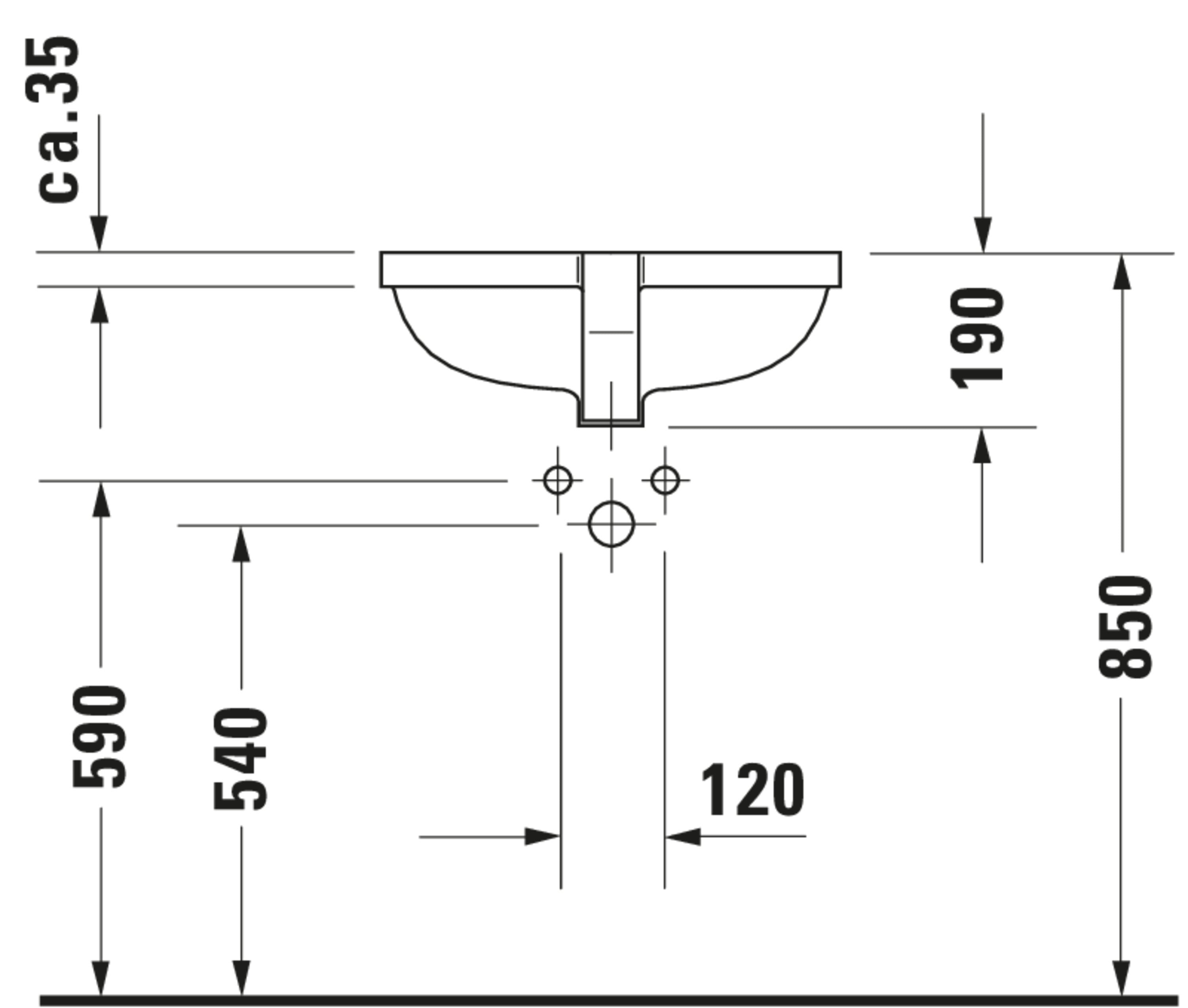 Starck 3 20 5/8" Rectangular Undermount Sink in White with Overflow