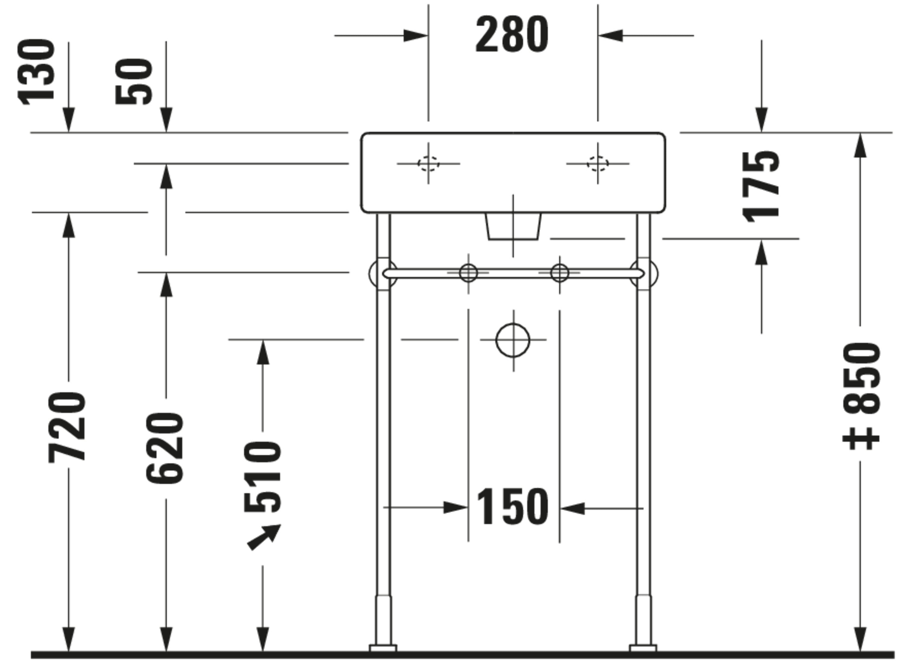 Vero 19 5/8" Rectangular Wall Mounted Sink in White with Single Faucet Hole and with Overflow