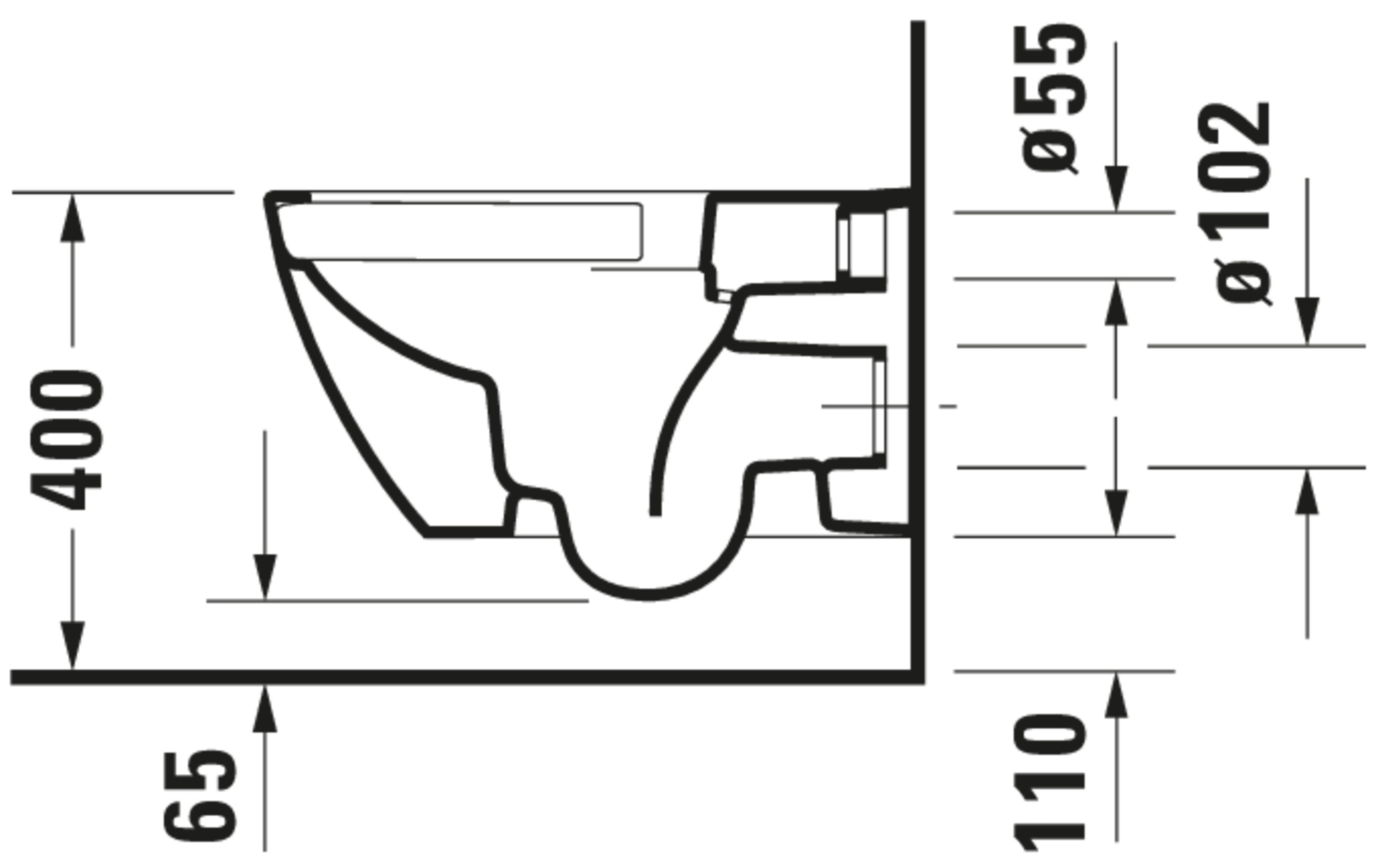 Happy D.2 1.6/0.8 GPF Dual Flush Rimless ADA Compliant Compact Elongated Wall Mounted Toilet in White - Seat, Actuator, and In-Wall Tank and Carrier Sold Separately