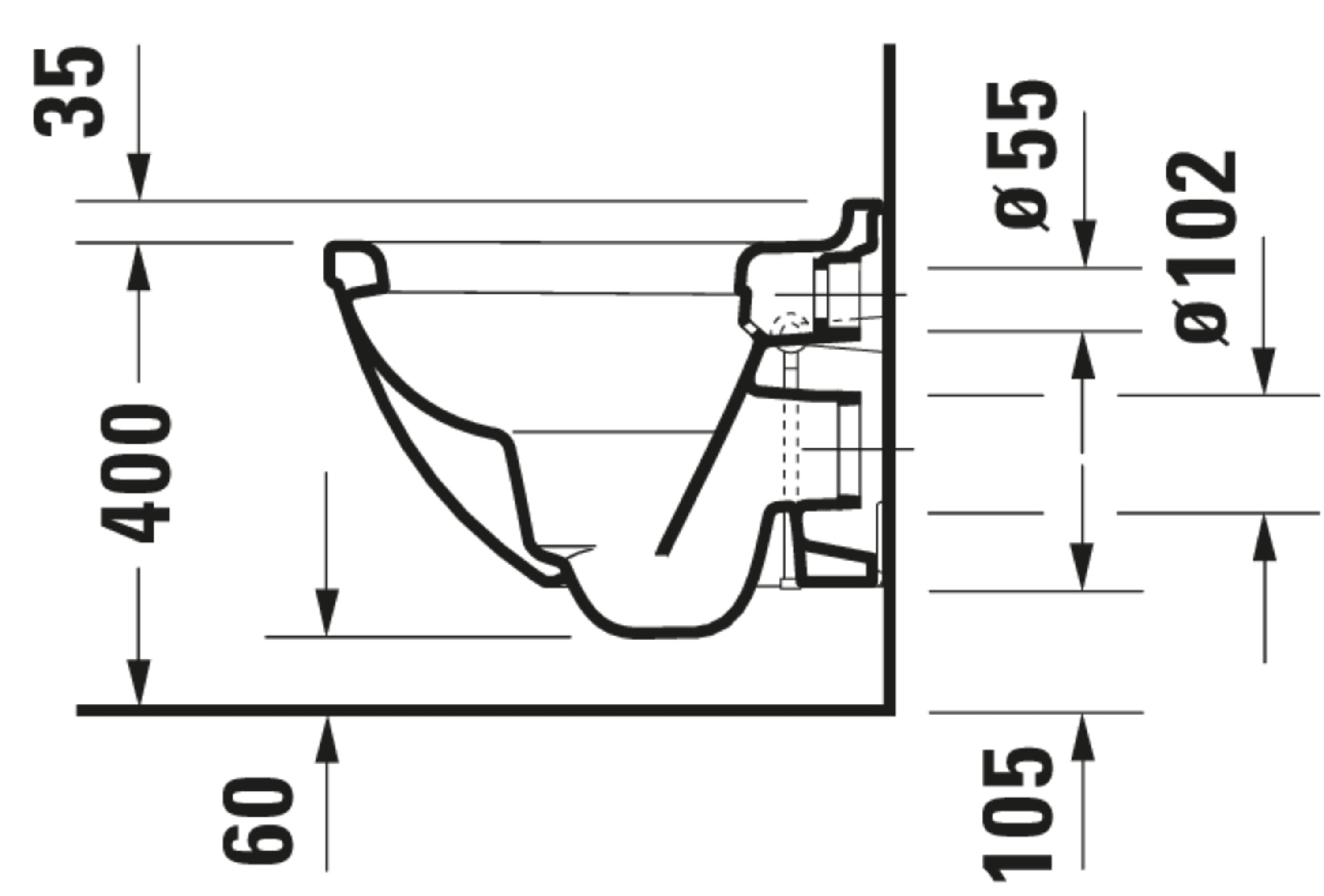 Starck 3 1.6/0.8 GPF Dual Flush ADA Compliant Round Wall Mounted Toilet in White - Seat, Actuator, and In-Wall Tank and Carrier Sold Separately
