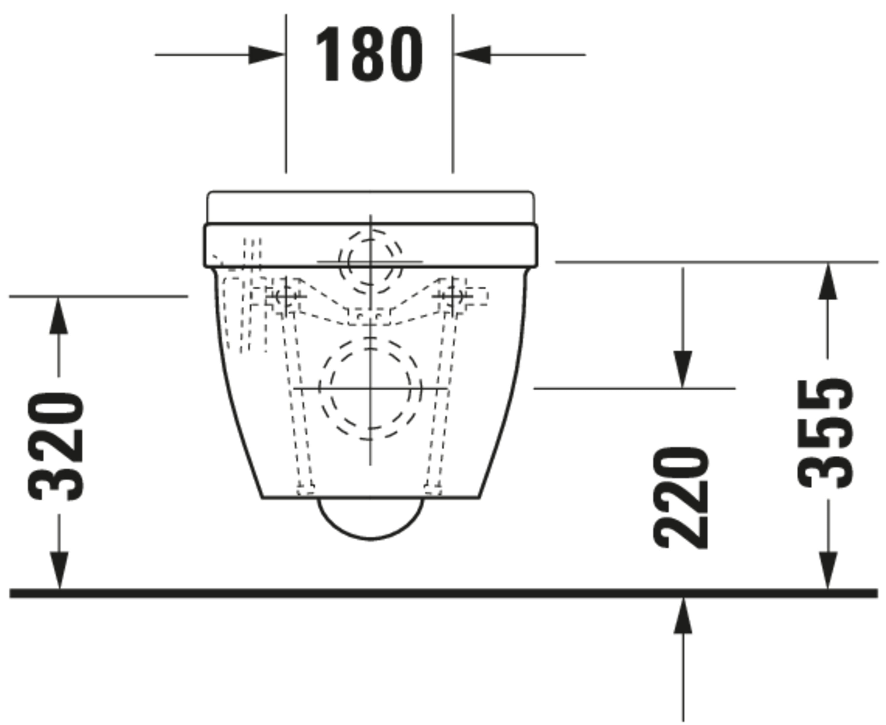 Starck 3 1.6/0.8 GPF Dual Flush ADA Compliant Round Wall Mounted Toilet in White - Seat, Actuator, and In-Wall Tank and Carrier Sold Separately