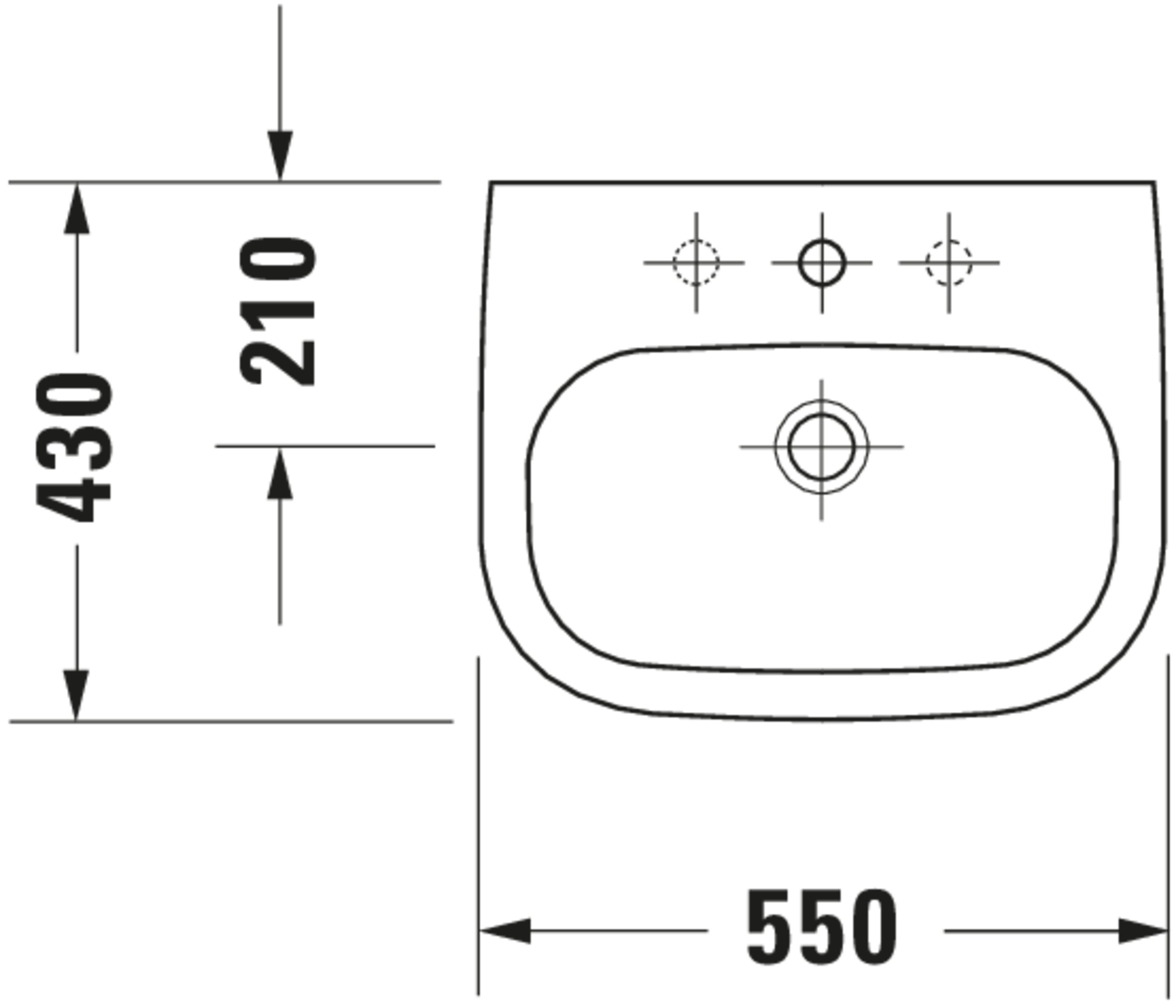 D-Code 21 5/8" Rectangular Wall Mounted Sink in White with Single Faucet Hole and with Overflow