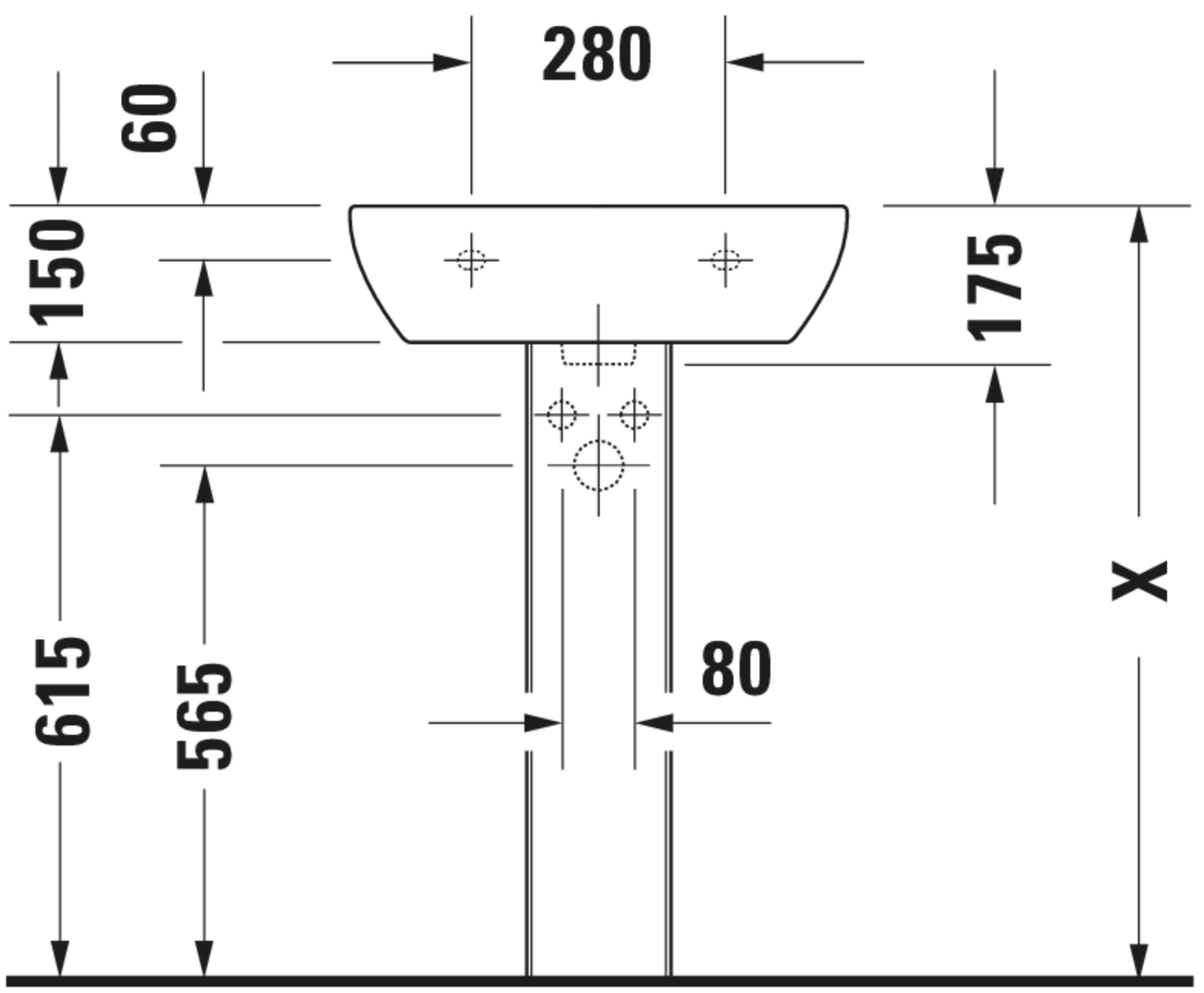 D-Code 21 5/8" Rectangular Wall Mounted Sink in White with Single Faucet Hole and with Overflow