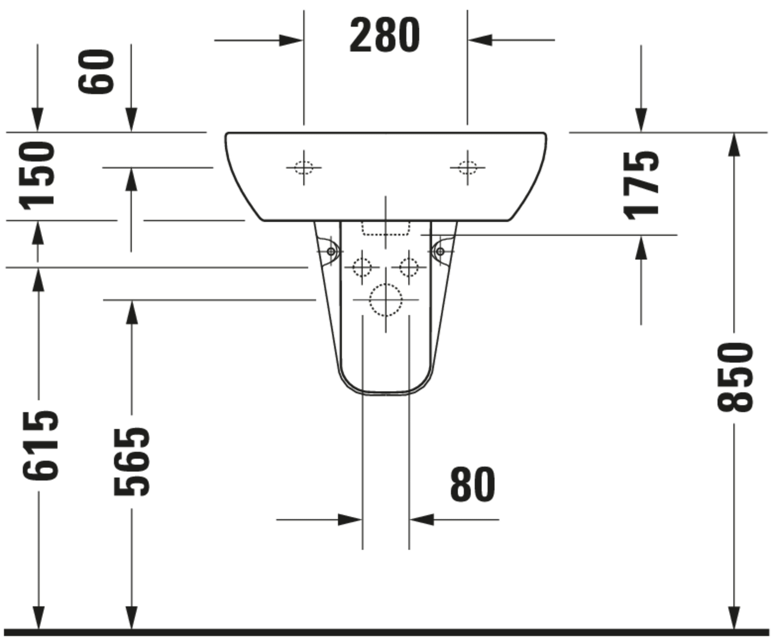 D-Code 21 5/8" Rectangular Wall Mounted Sink in White with Single Faucet Hole and with Overflow