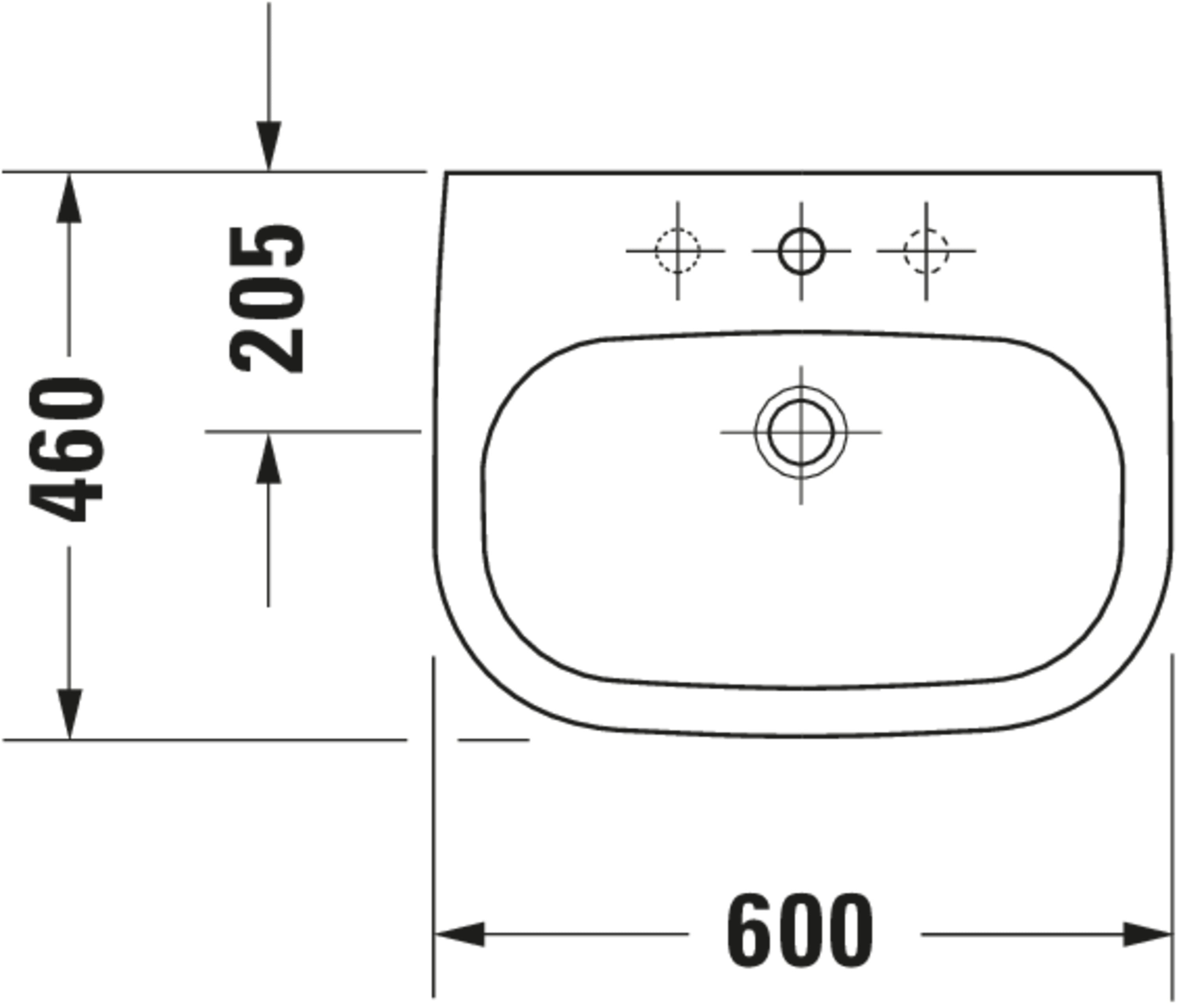 D-Code 23 5/8" Rectangular Wall Mounted Sink in White with Single Faucet Hole and with Overflow