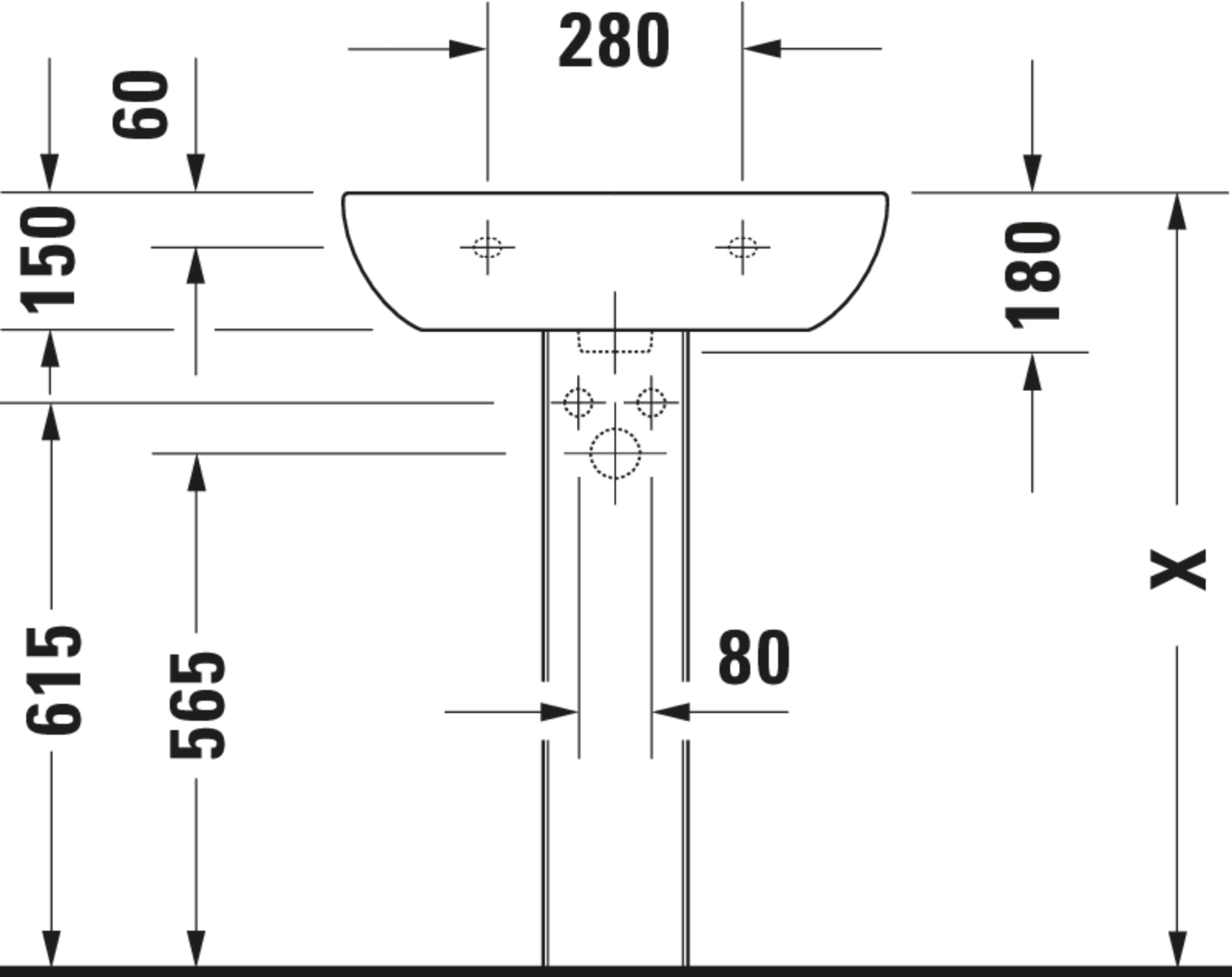 D-Code 23 5/8" Rectangular Wall Mounted Sink in White with Single Faucet Hole and with Overflow