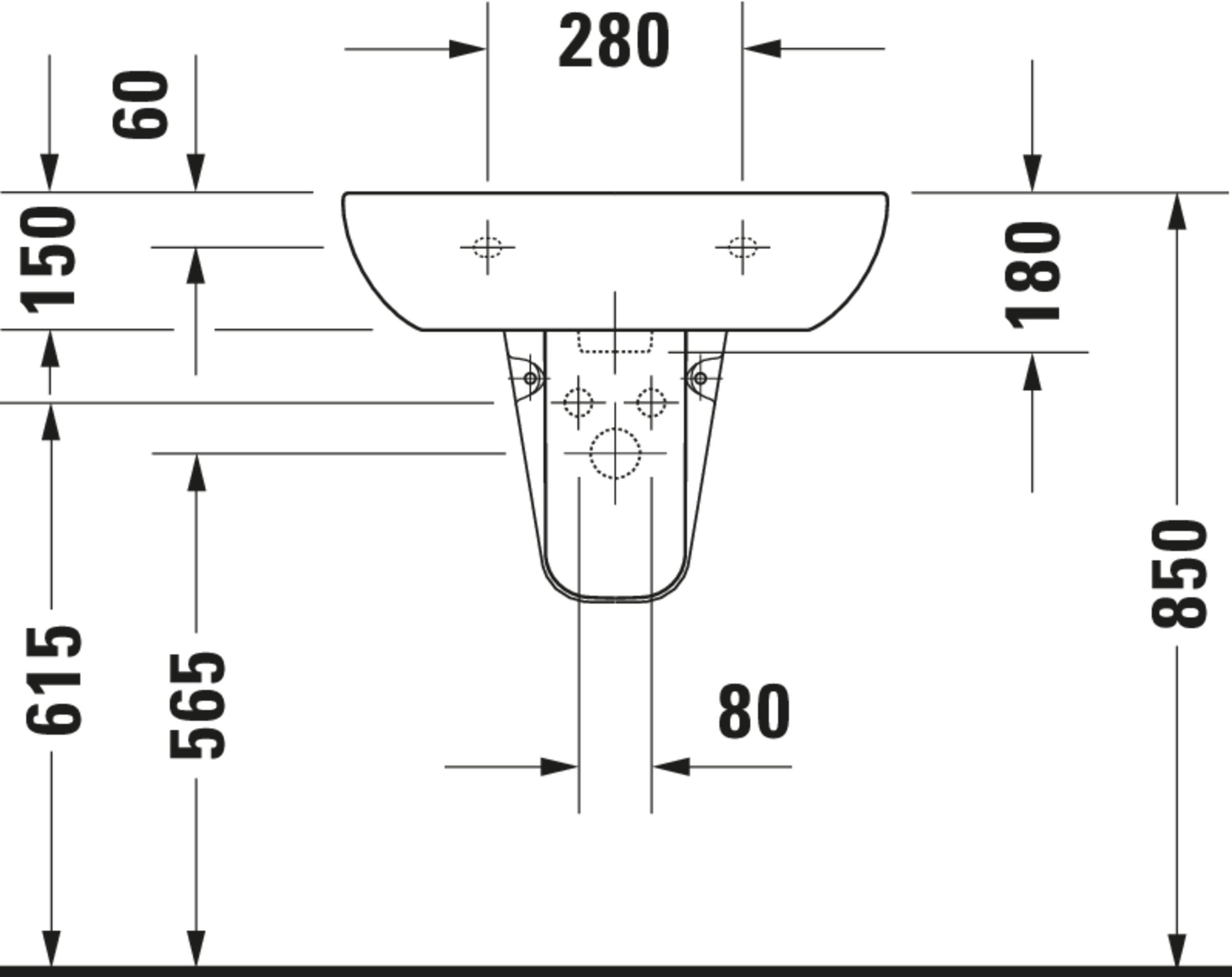 D-Code 23 5/8" Rectangular Wall Mounted Sink in White with Single Faucet Hole and with Overflow