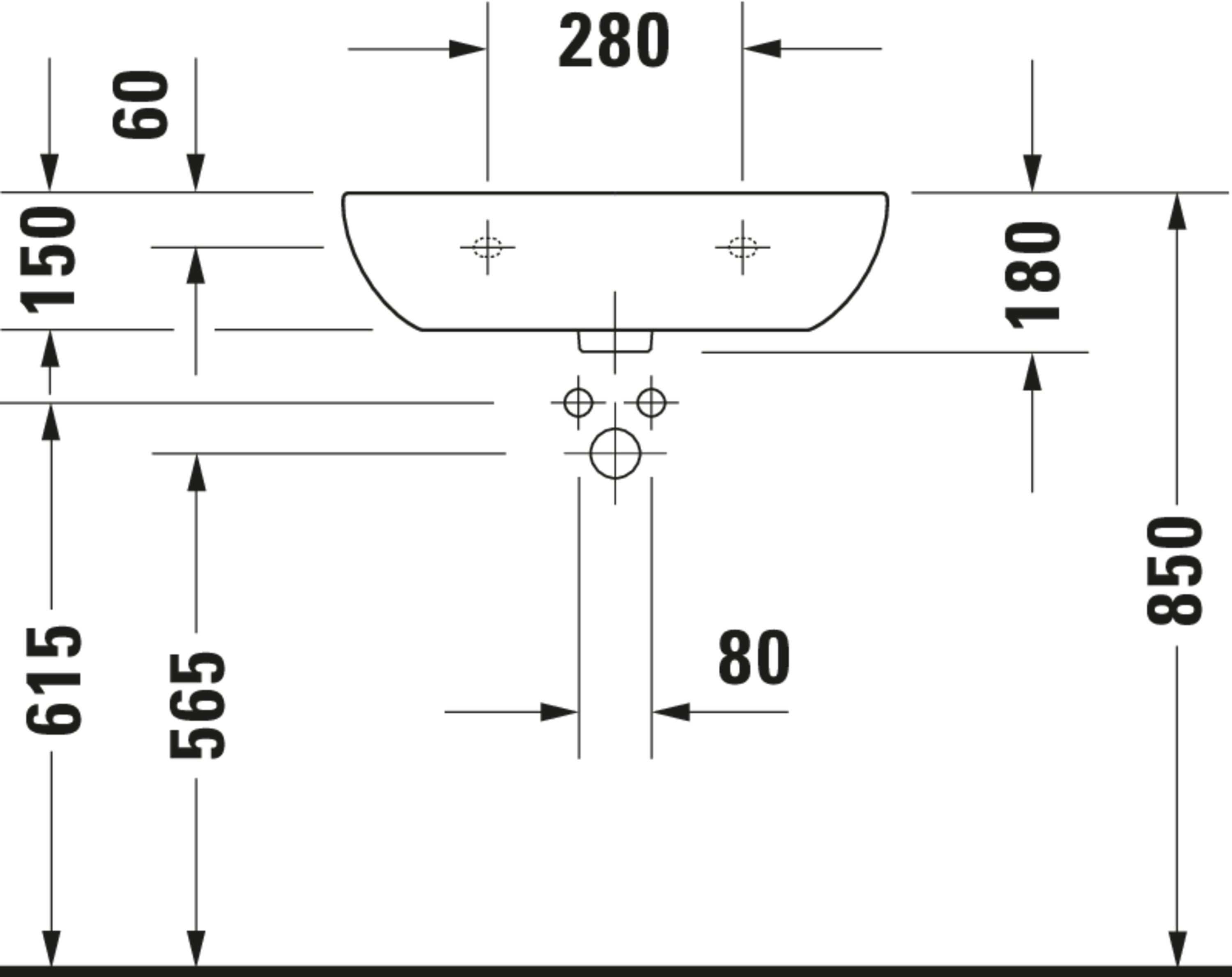 D-Code 23 5/8" Rectangular Wall Mounted Sink in White with Single Faucet Hole and with Overflow