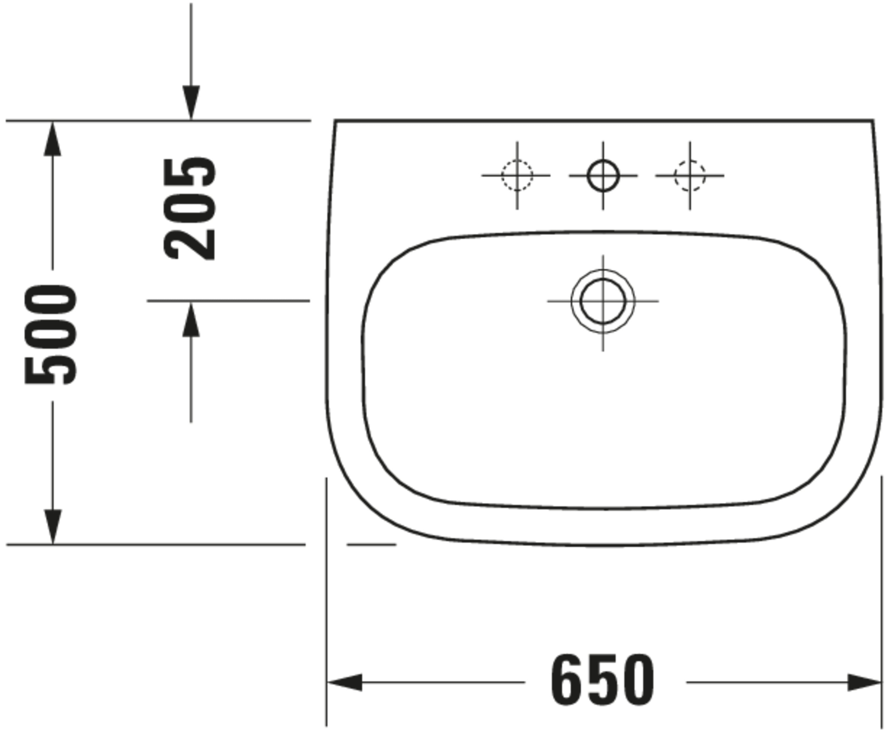 D-Code 25 5/8" Rectangular Wall Mounted Sink in White with Single Faucet Hole and with Overflow