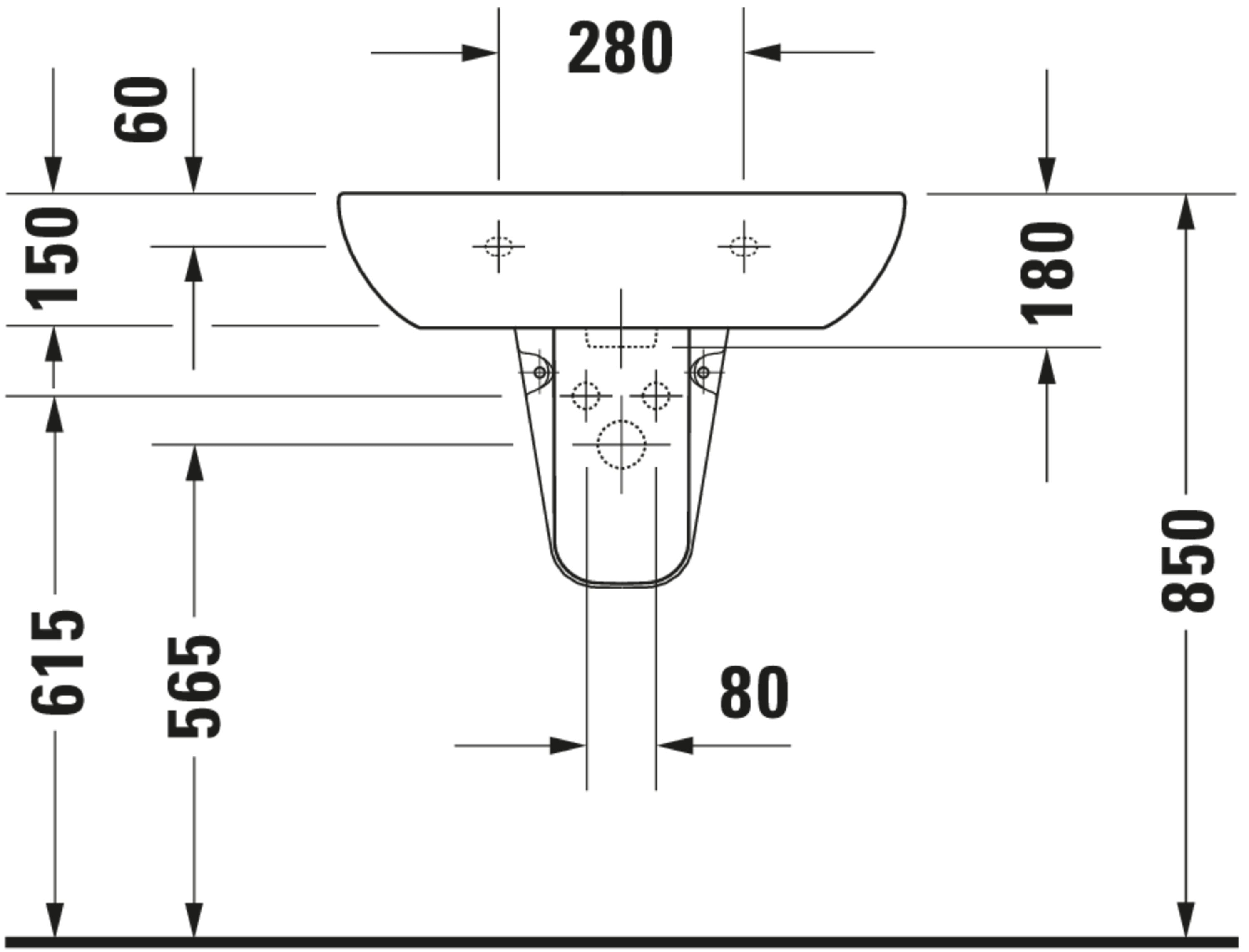 D-Code 25 5/8" Rectangular Wall Mounted Sink in White with Single Faucet Hole and with Overflow