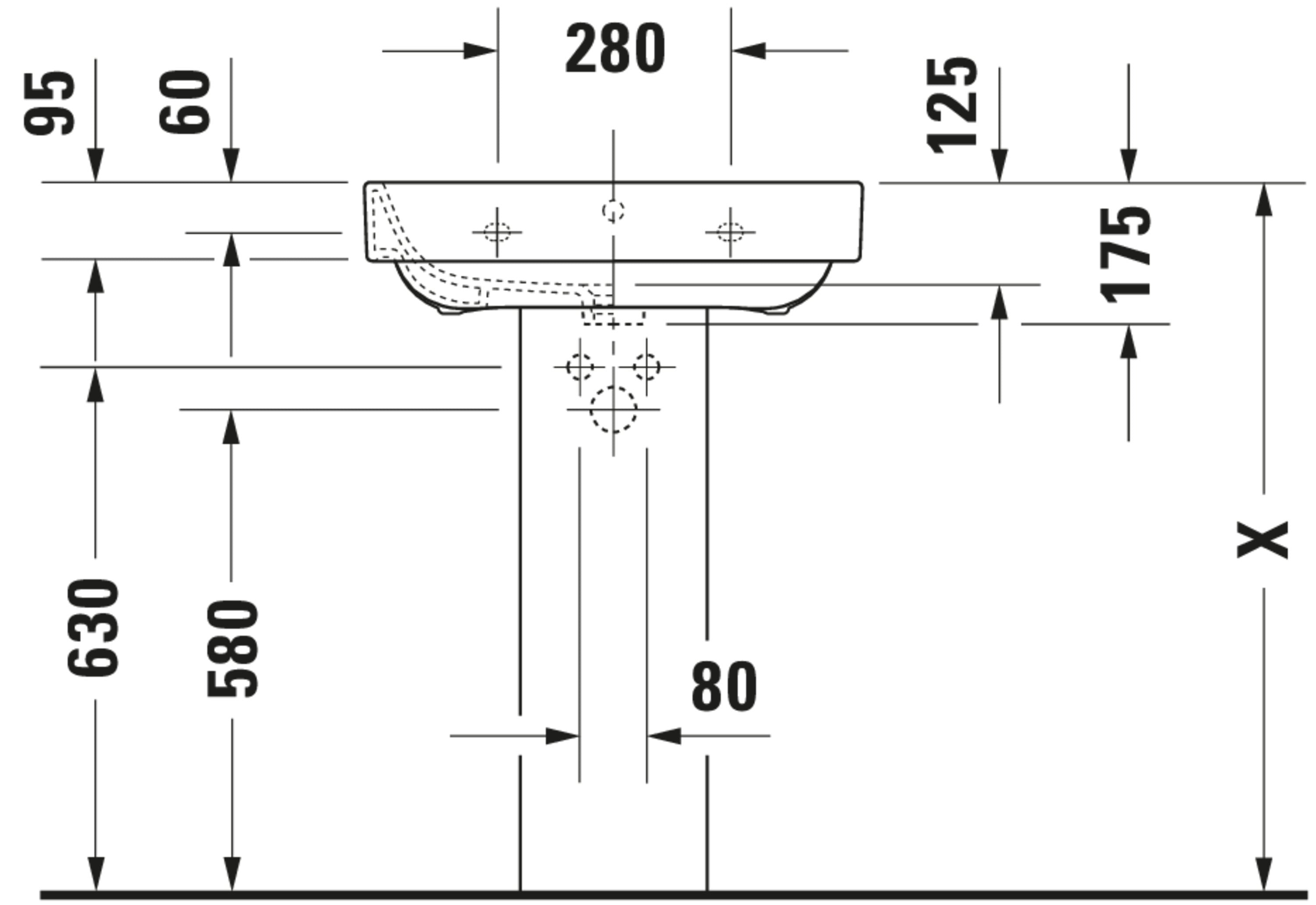 Happy D.2 23 5/8" Rectangular Wall Mounted Sink in White with Single Faucet Hole and with Overflow
