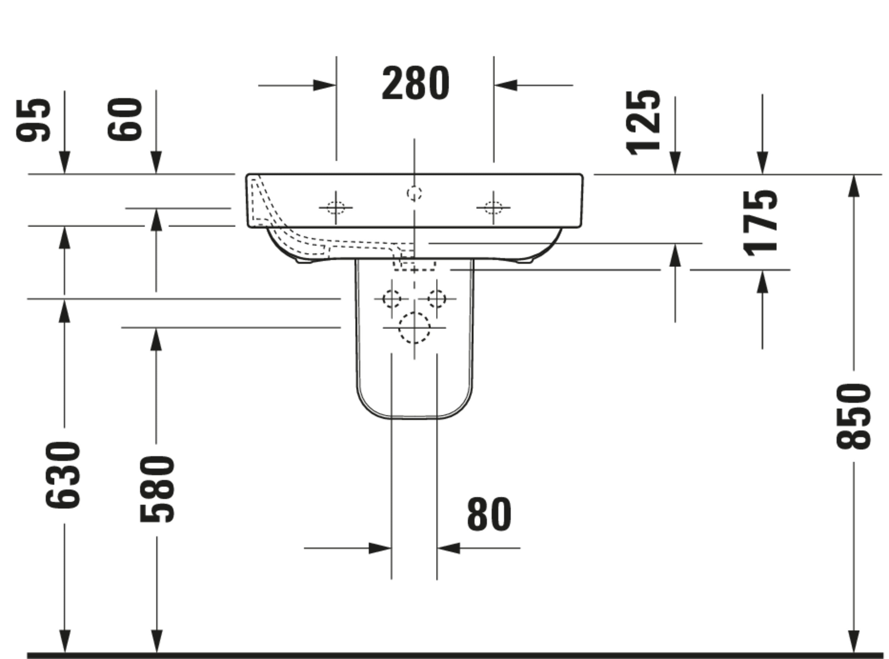 Happy D.2 23 5/8" Rectangular Wall Mounted Sink in White with Single Faucet Hole and with Overflow