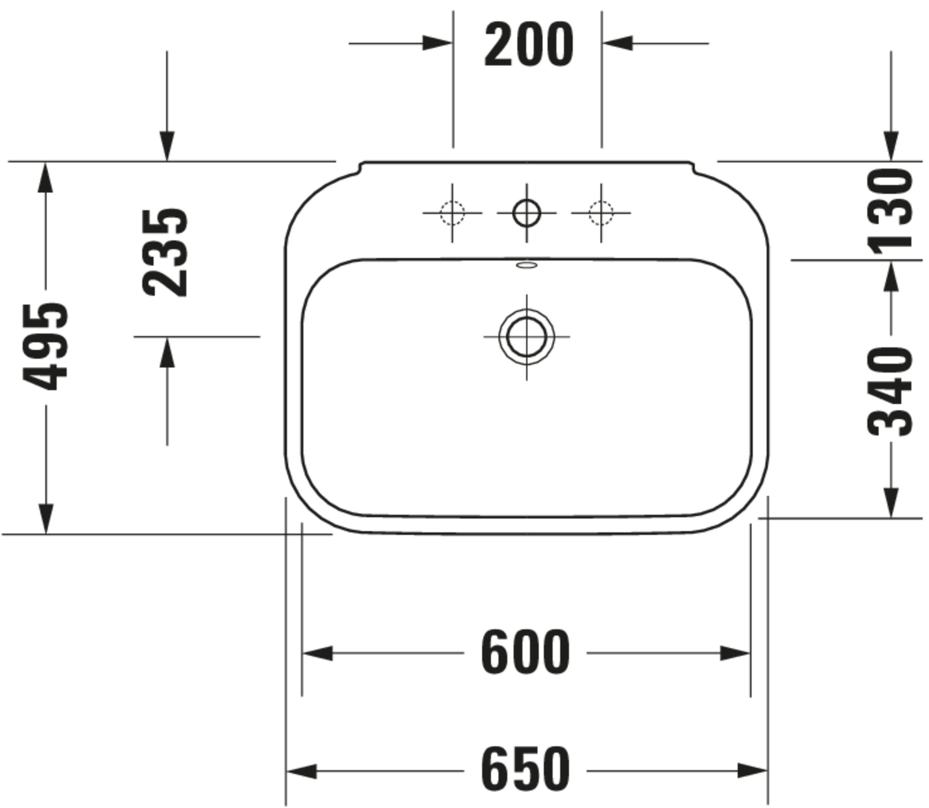 Happy D.2 25 5/8" Rectangular Wall Mounted Sink in White with Single Faucet Hole and with Overflow