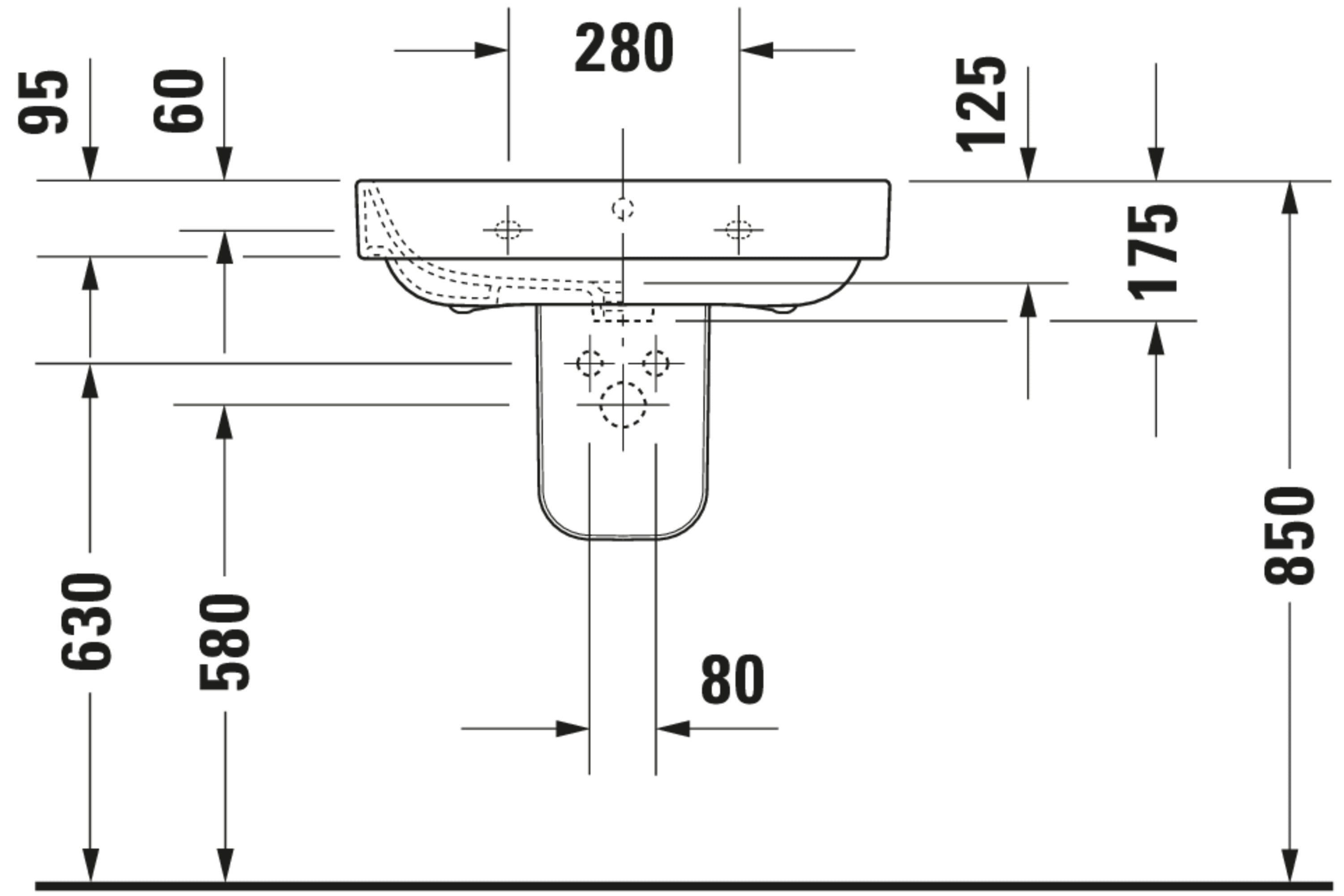 Happy D.2 25 5/8" Rectangular Wall Mounted Sink in White with Single Faucet Hole and with Overflow