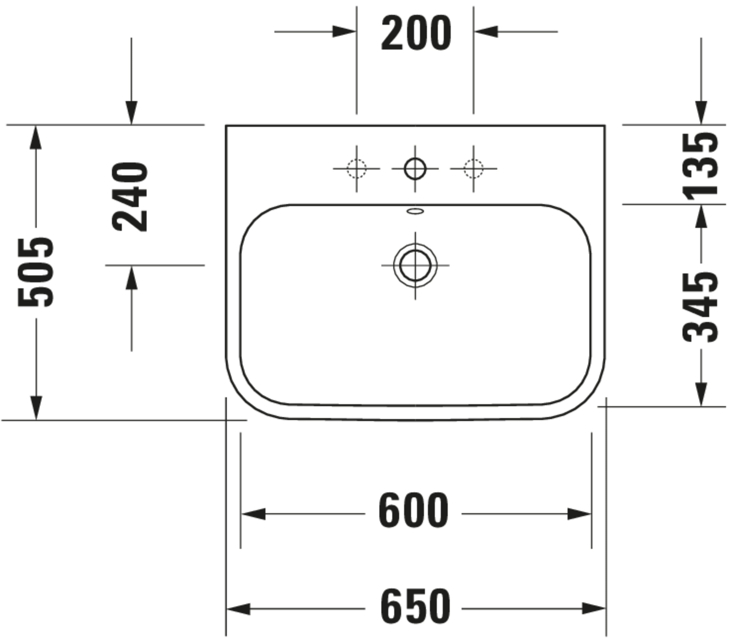 Happy D.2 25 5/8" Rectangular Wall Mounted Sink in White with Single Faucet Hole and with Overflow
