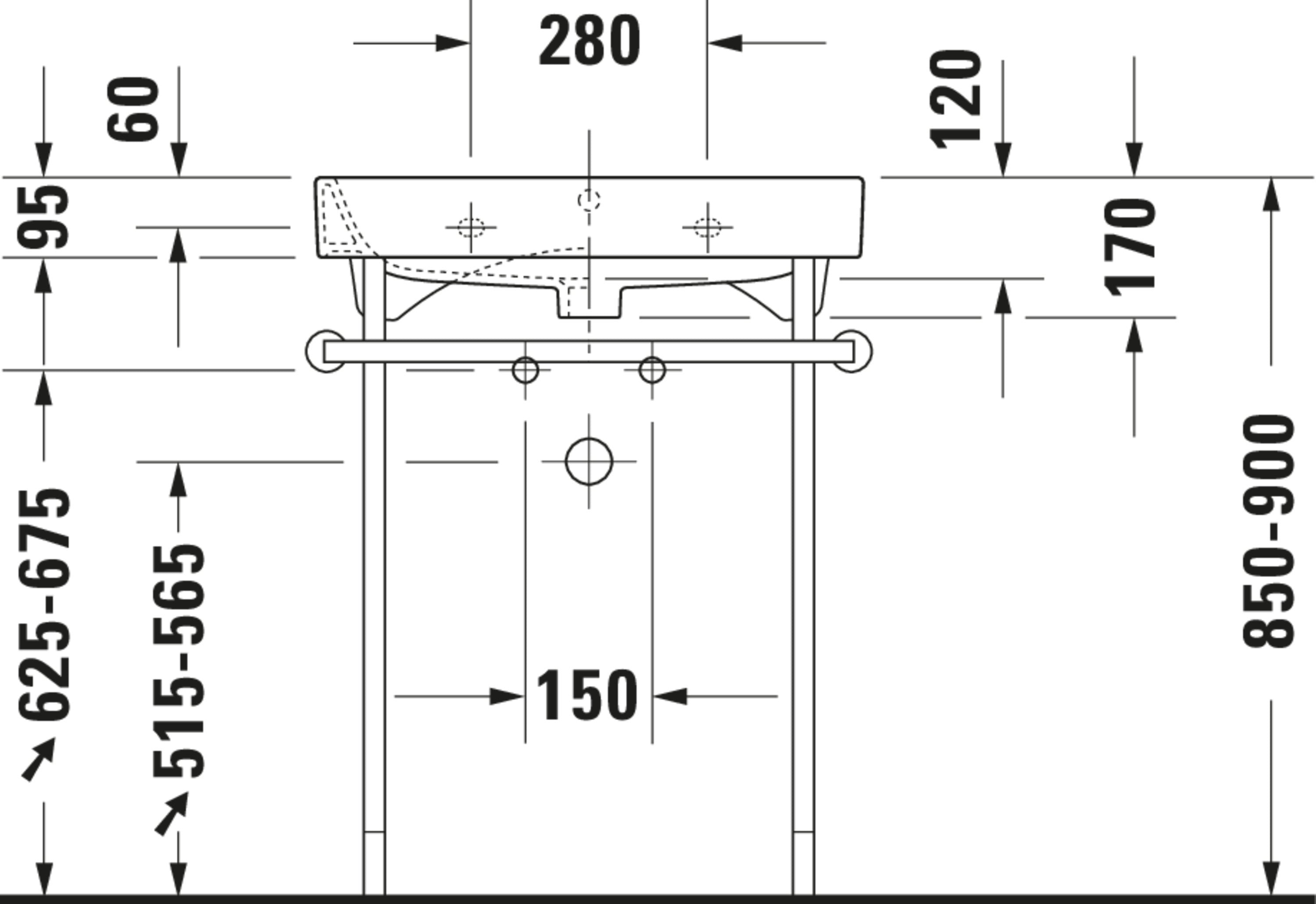Happy D.2 25 5/8" Rectangular Wall Mounted Sink in White with Single Faucet Hole and with Overflow