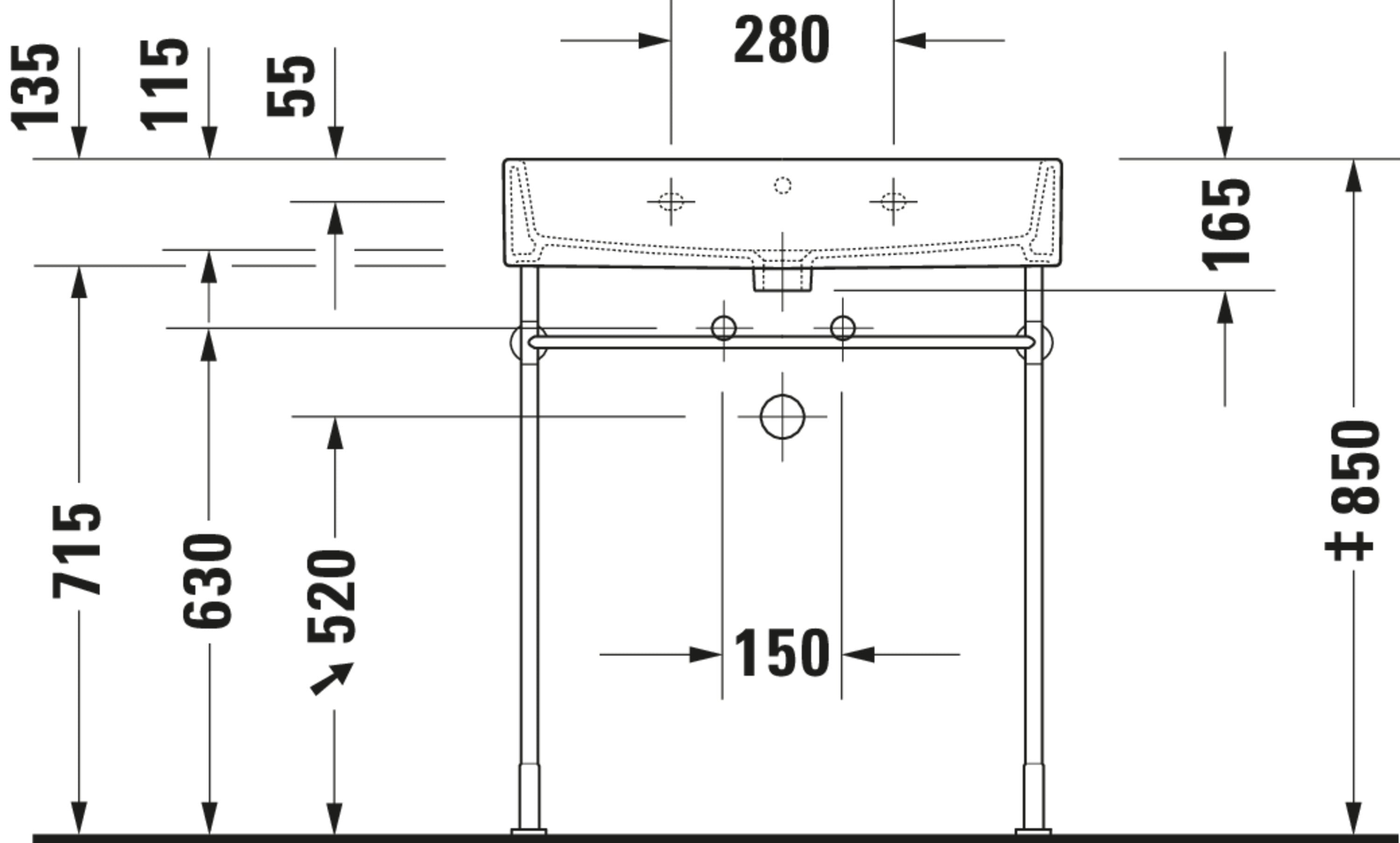 Vero 27 1/2" Rectangular Wall Mounted Sink in White with Single Faucet Hole and with Overflow